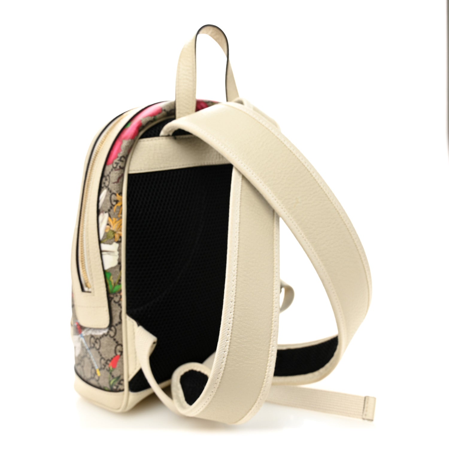 GG Supreme Monogram Flora Web Small Ophidia Day Backpack White