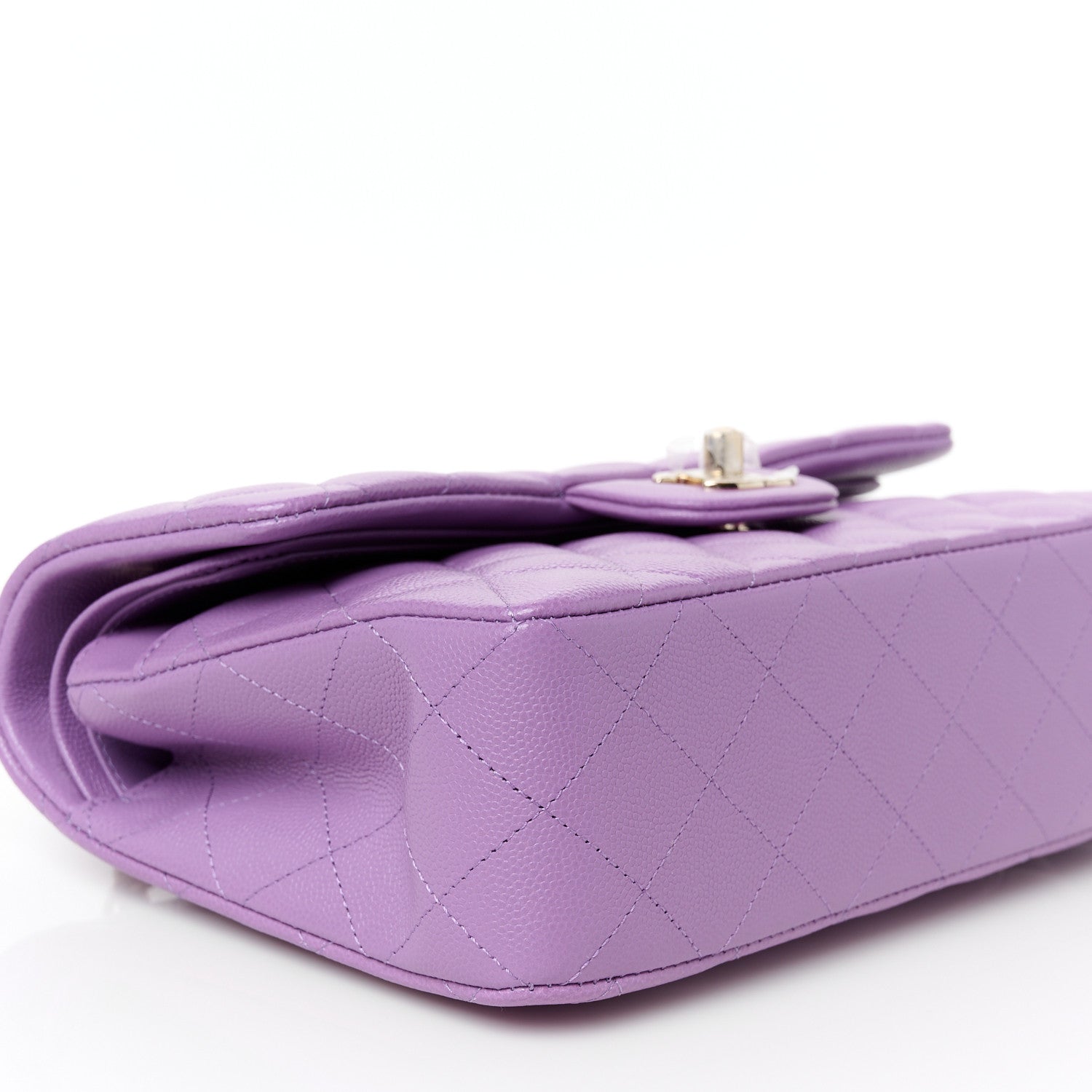 Caviar Quilted Small Double Flap Purple