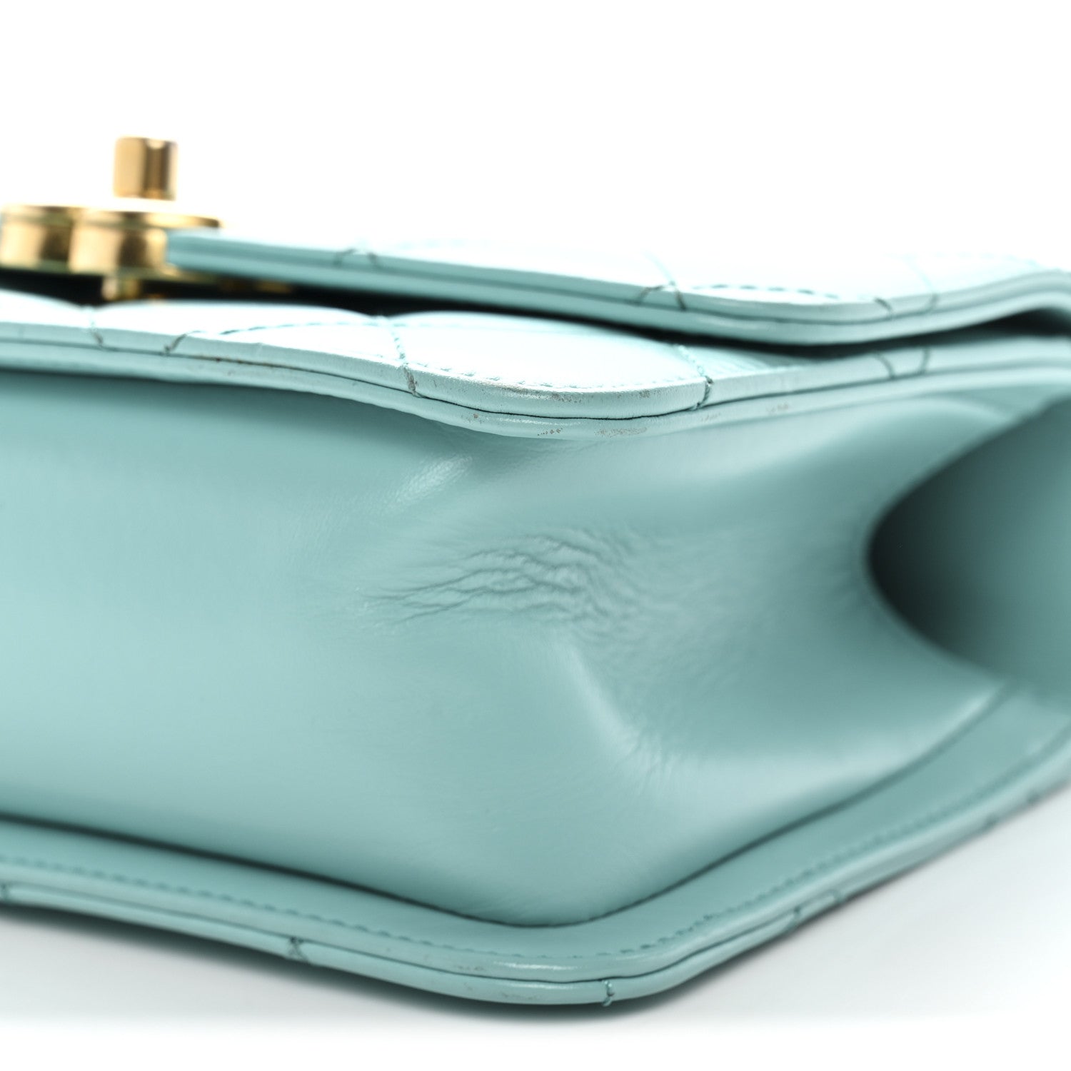Calfskin Quilted Mini Perfect Fit Flap Turquoise