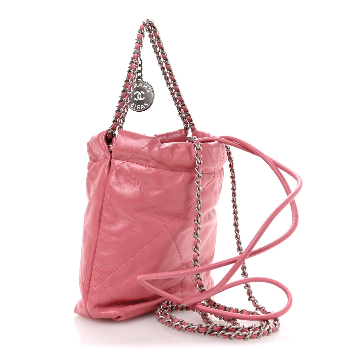 Shiny Calfskin Quilted Mini Chanel 22 Pink