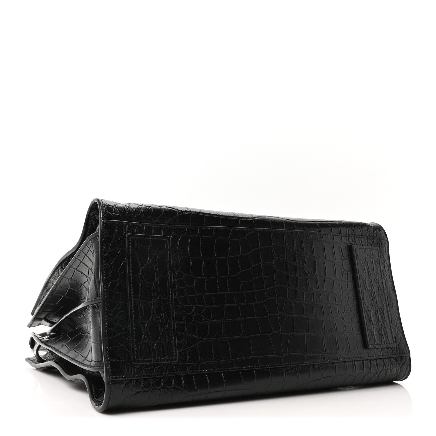 Calfskin Crocodile Embossed Large Souple Sac De Jour Black