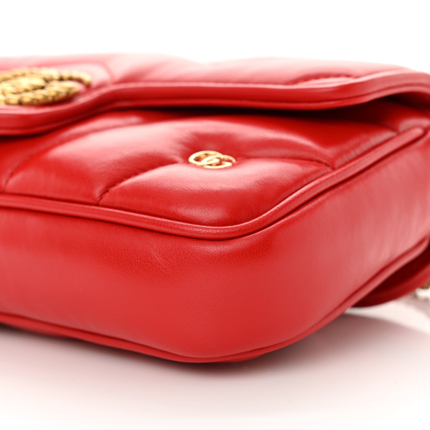 Calfskin Matelasse Double G Studs Mini Torchon GG Marmont Shoulder Bag Hibiscus Red