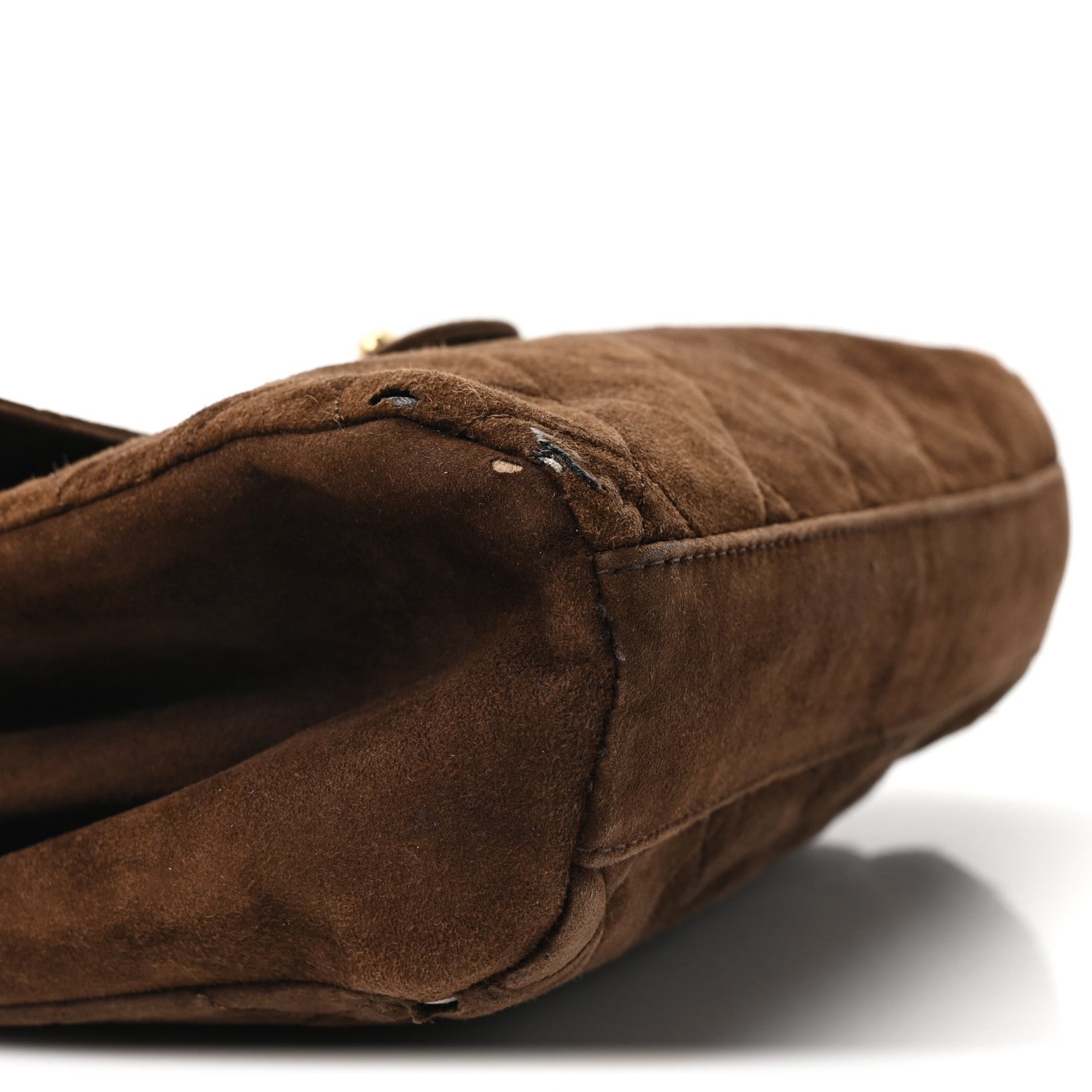 Suede Quilted CC Shoulder Bag Brown