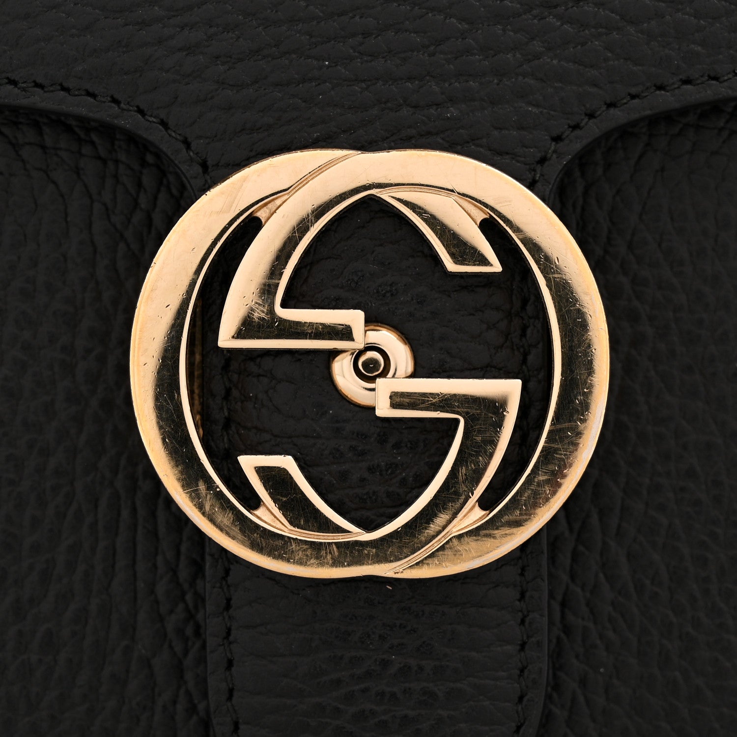 Dollar Calfskin Interlocking G Shoulder Bag Black