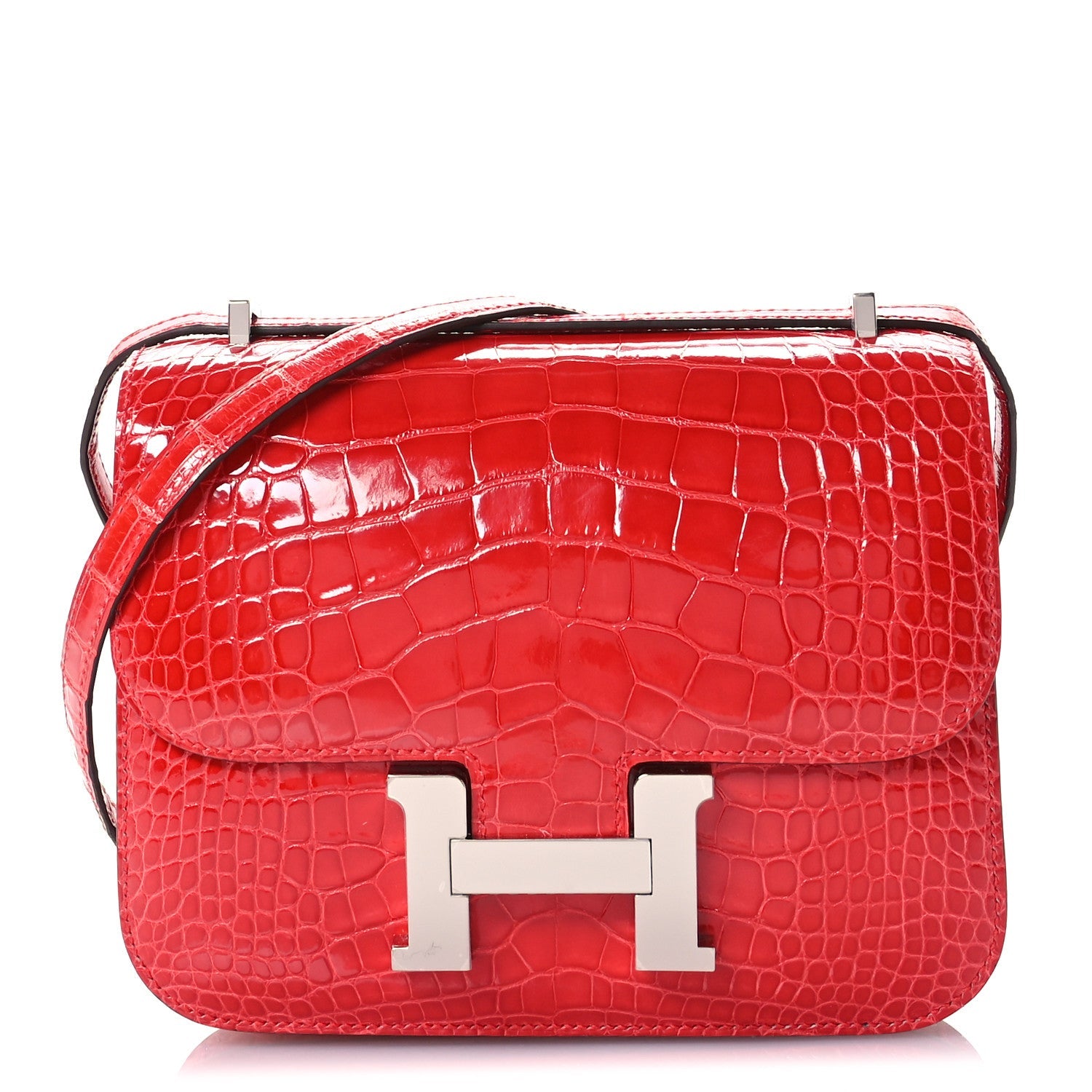 Shiny Alligator Constance 18 Rouge de Coeur