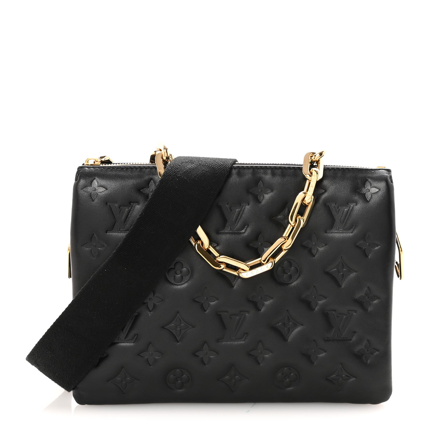 Lambskin Embossed Monogram Coussin PM Black
