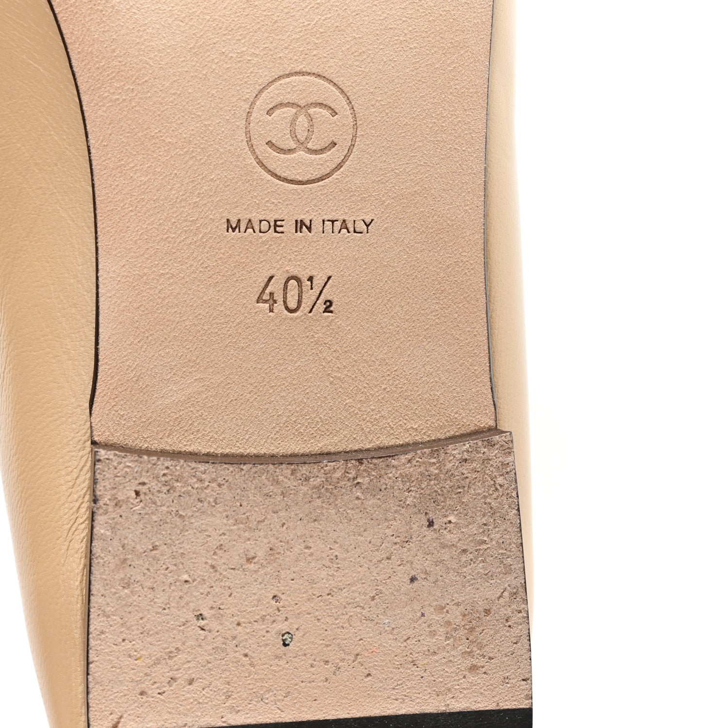 Lambskin Cap Toe CC Ballerina Flats 41.5 Beige Black