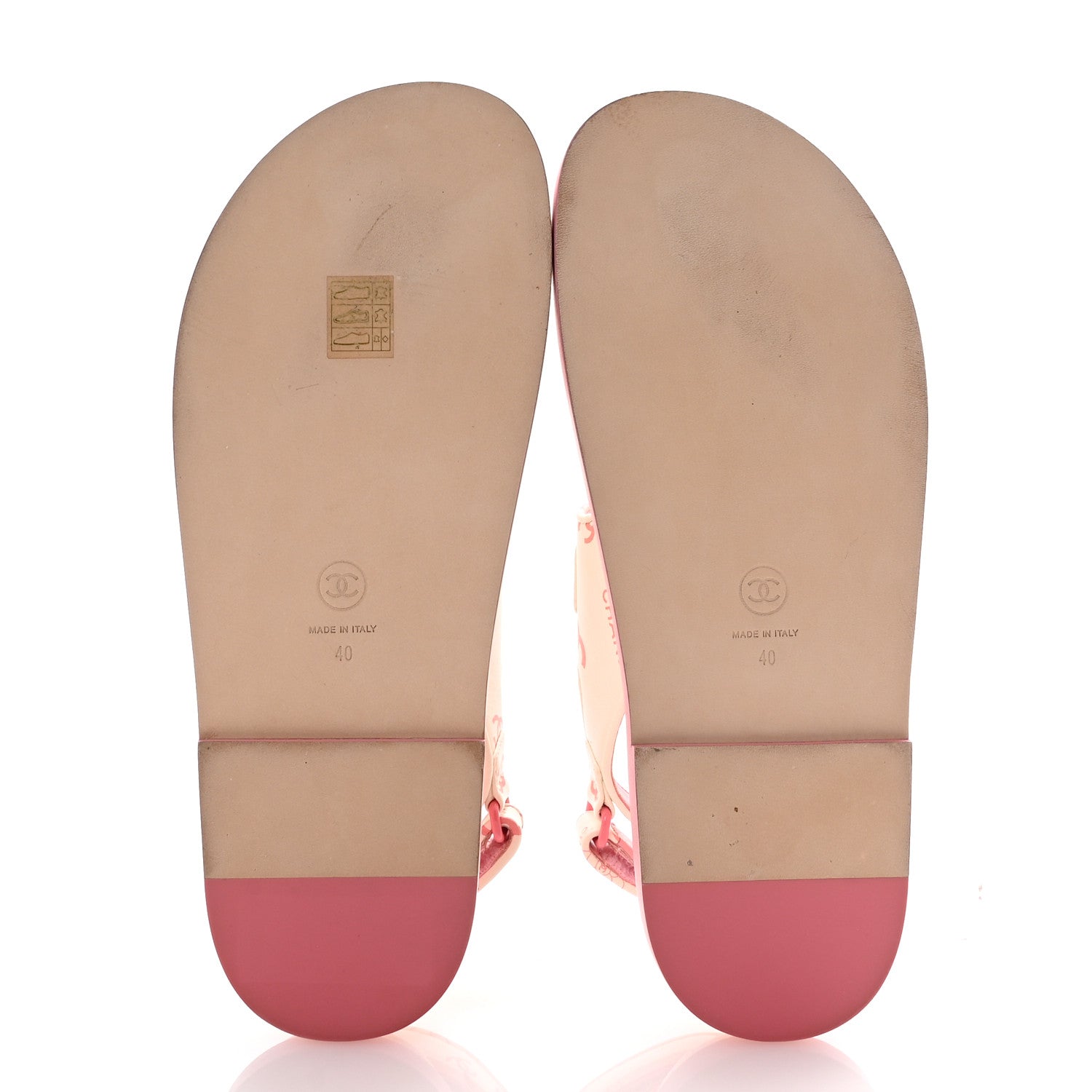 Lambskin Printed CC Velcro Dad Sandals 40 White Pink