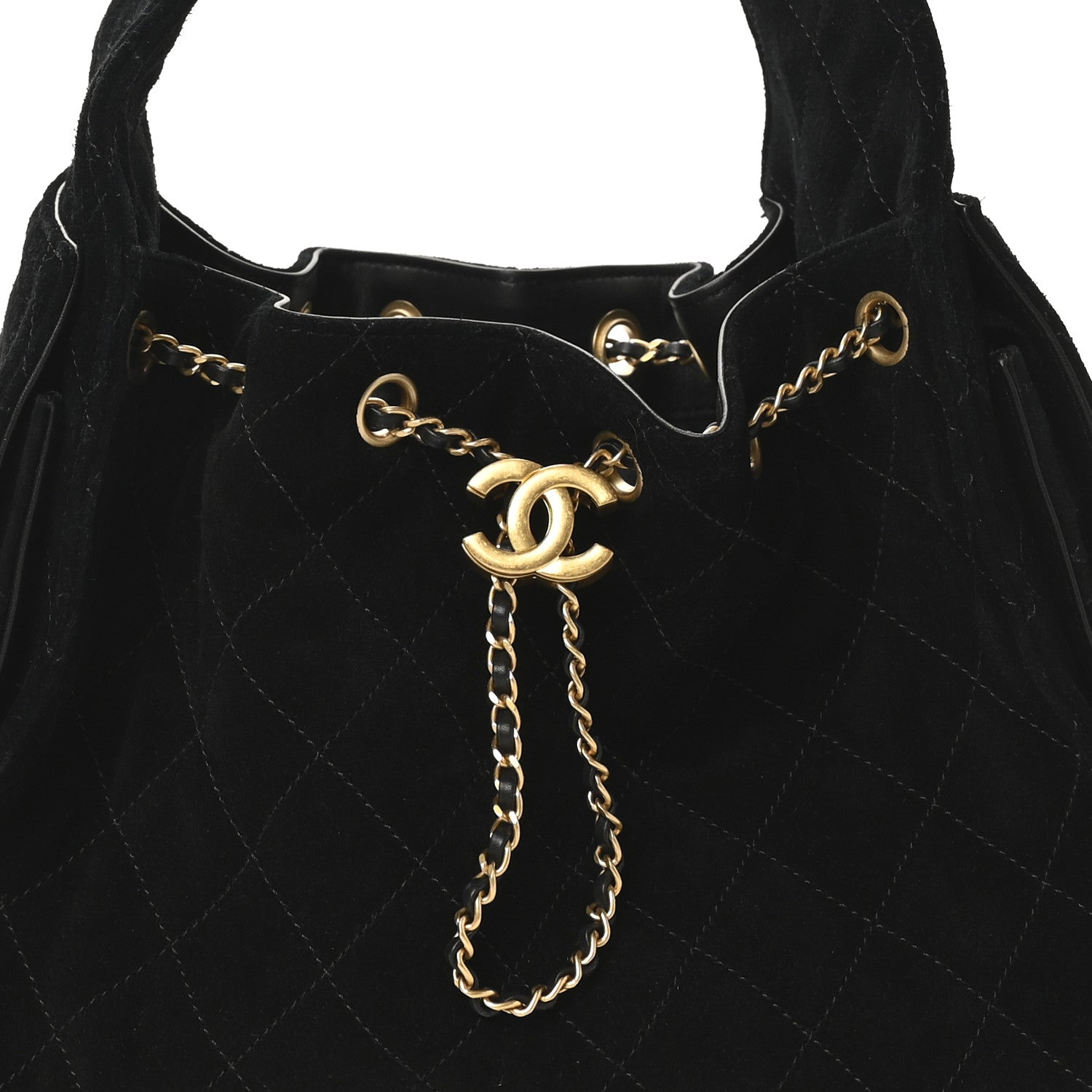 Suede Quilted Small Chanel 25 Handbag Black