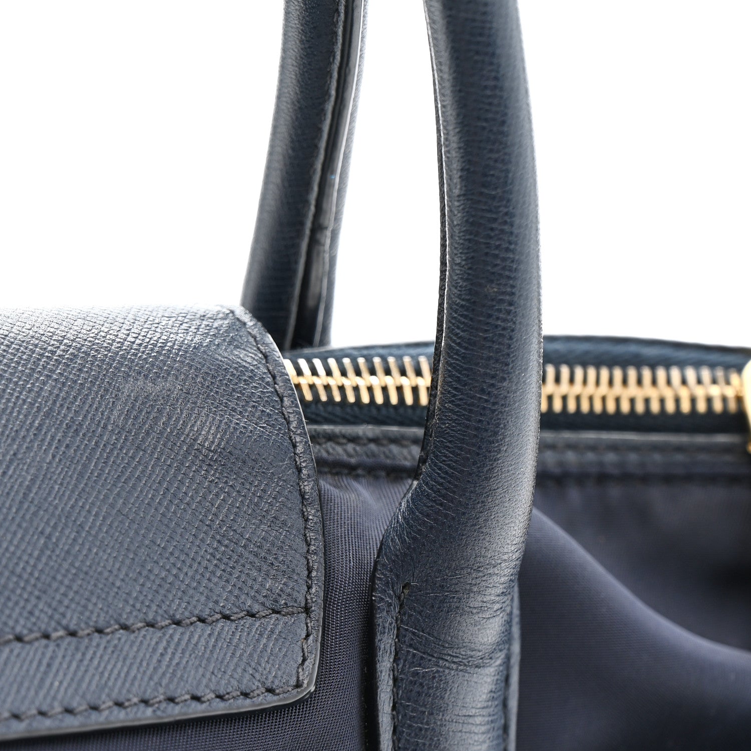 Tessuto Nylon Saffiano Shopping Tote Navy