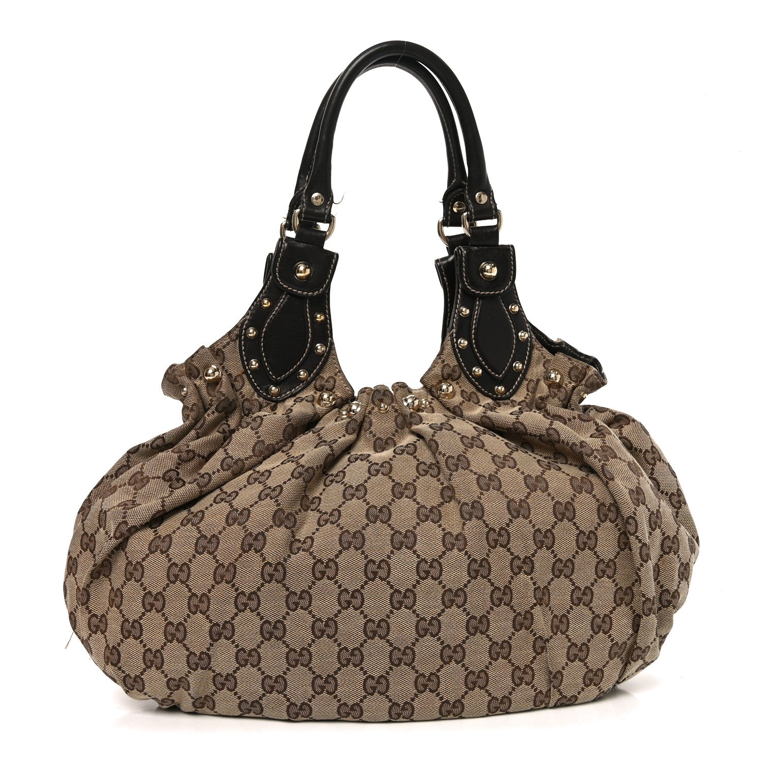 Monogram Studded Medium Pelham Shoulder Bag Dark Brown