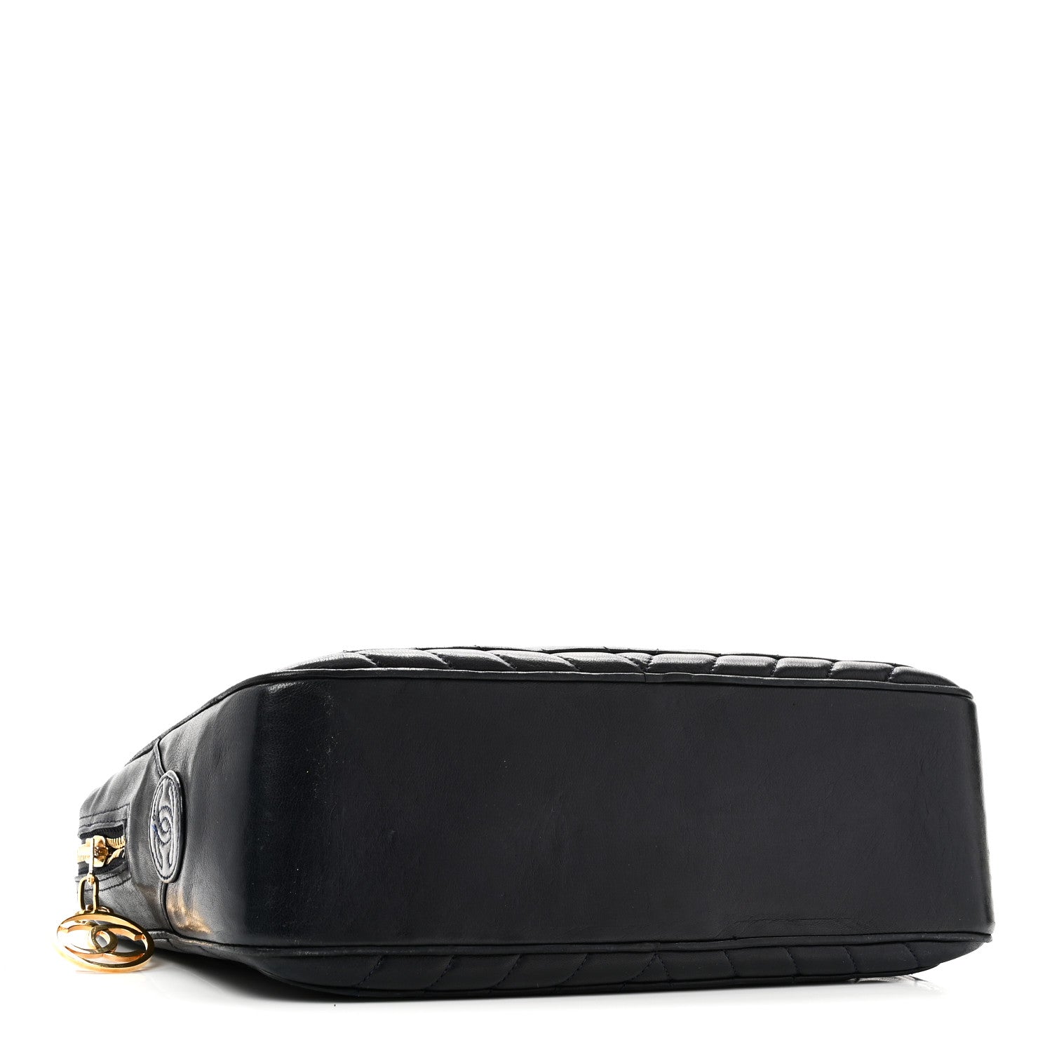 Lambskin Chevron Quilted Camera Case Navy