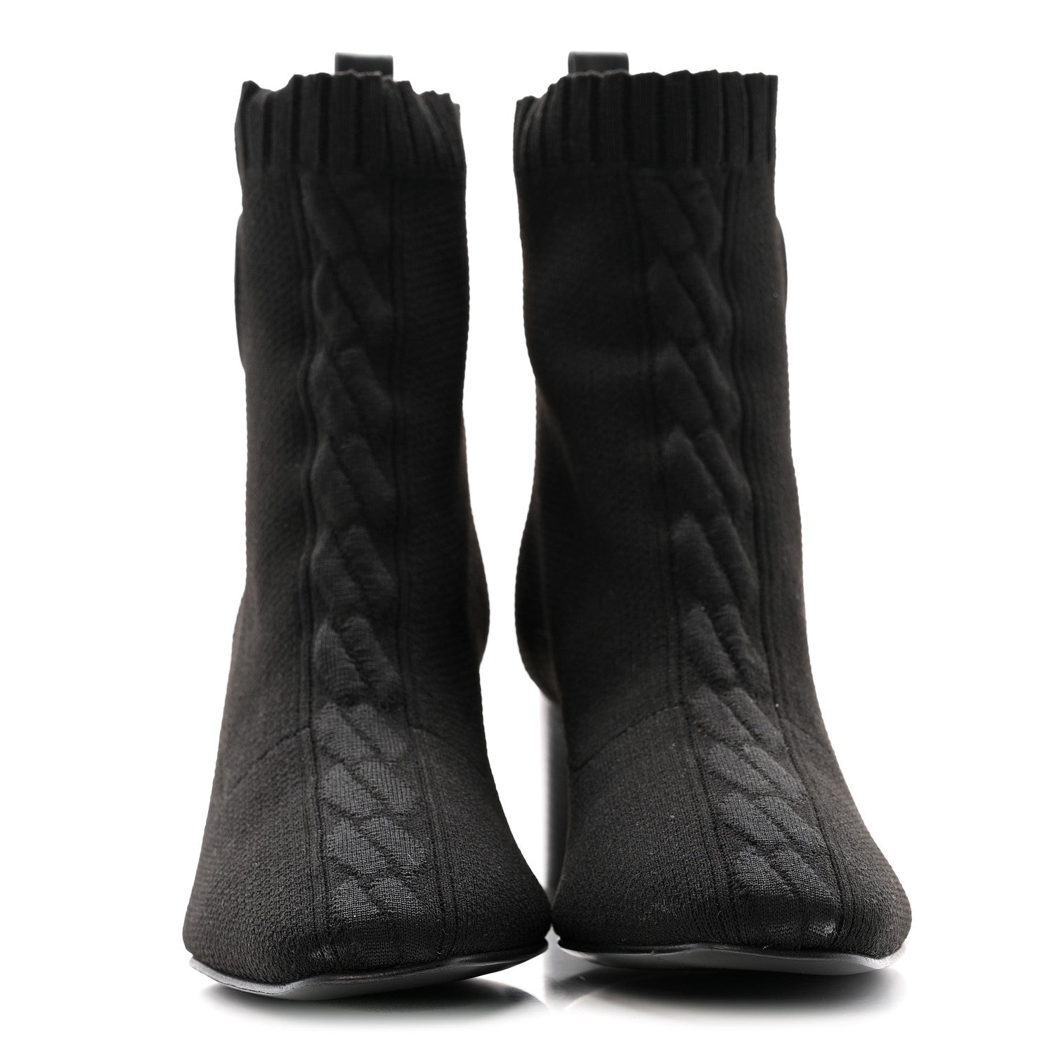 Knit Calfskin Volver 60 Ankle Boots 37 Black