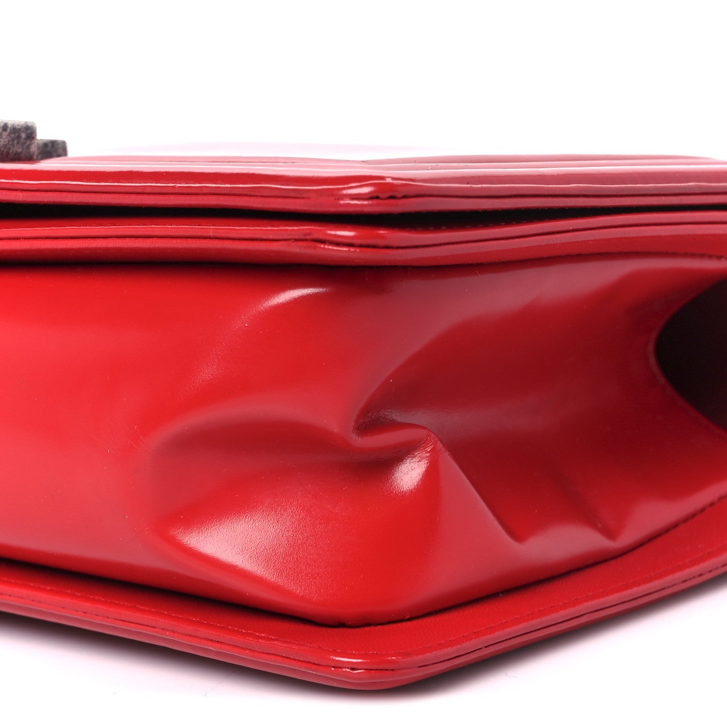 Glazed Calfskin Medium Boy Flap Red