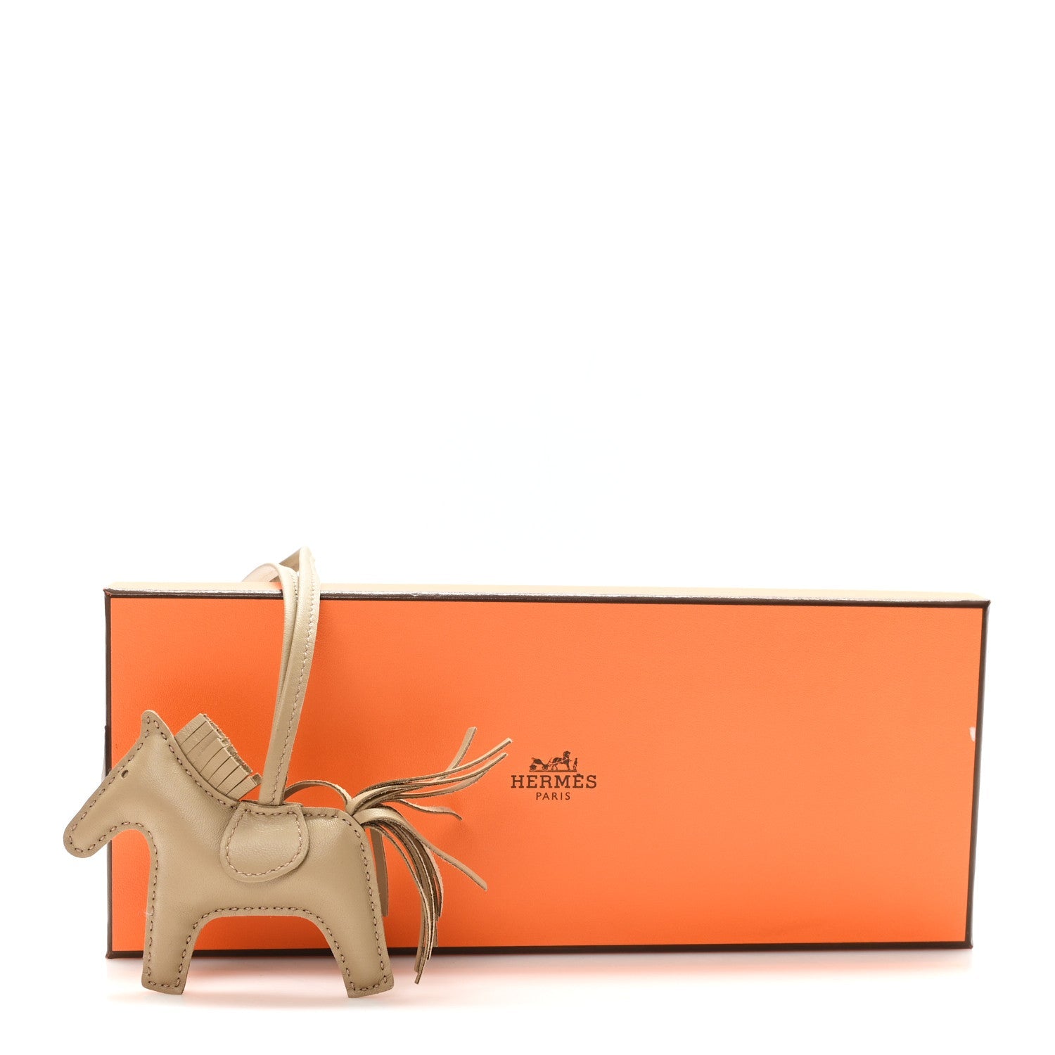 Milo Lambskin Grigri Rodeo Horse Bag Charm PM Beige Marfa