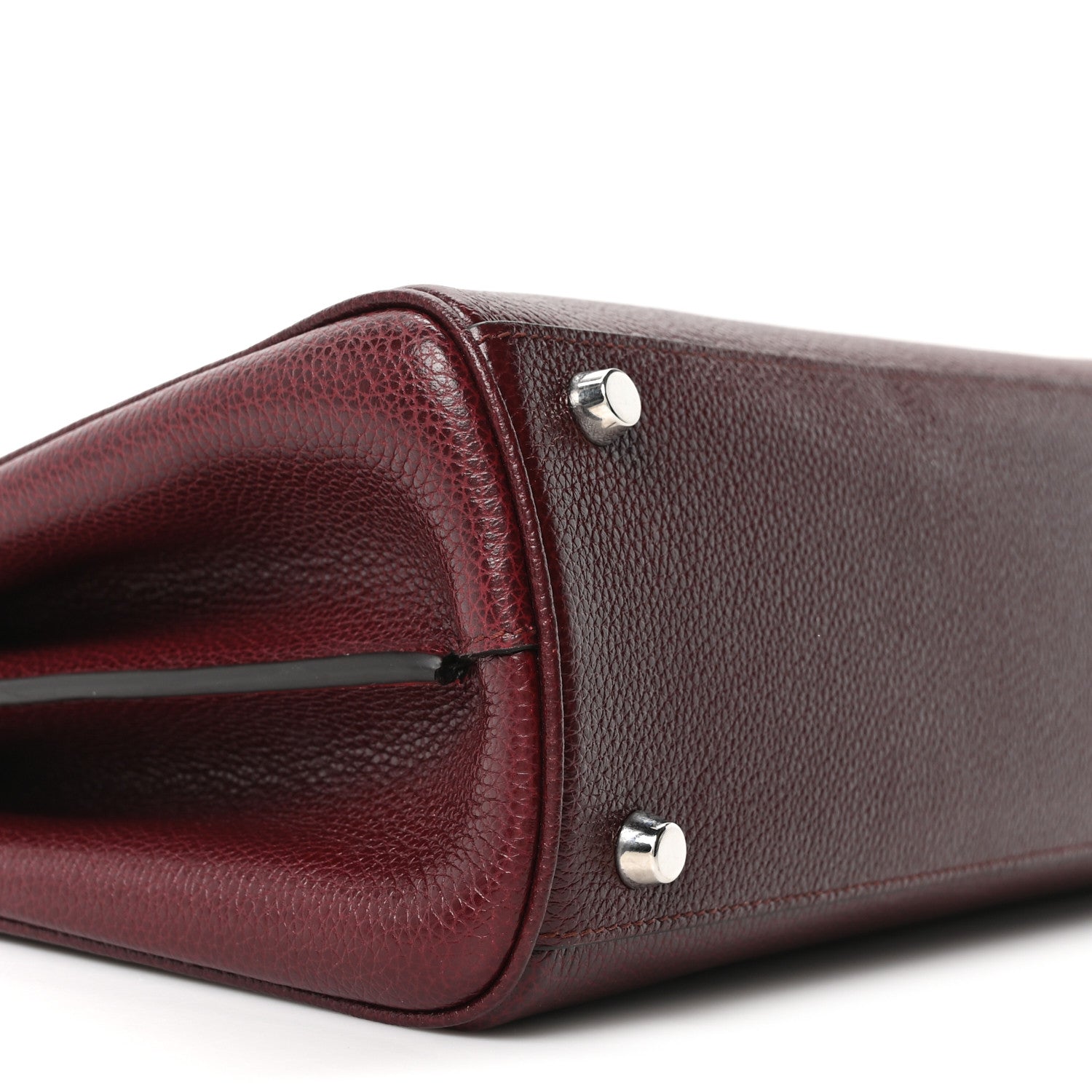 Grainy Calfskin Small Zumi Top Handle Bag Vintage Bordeaux