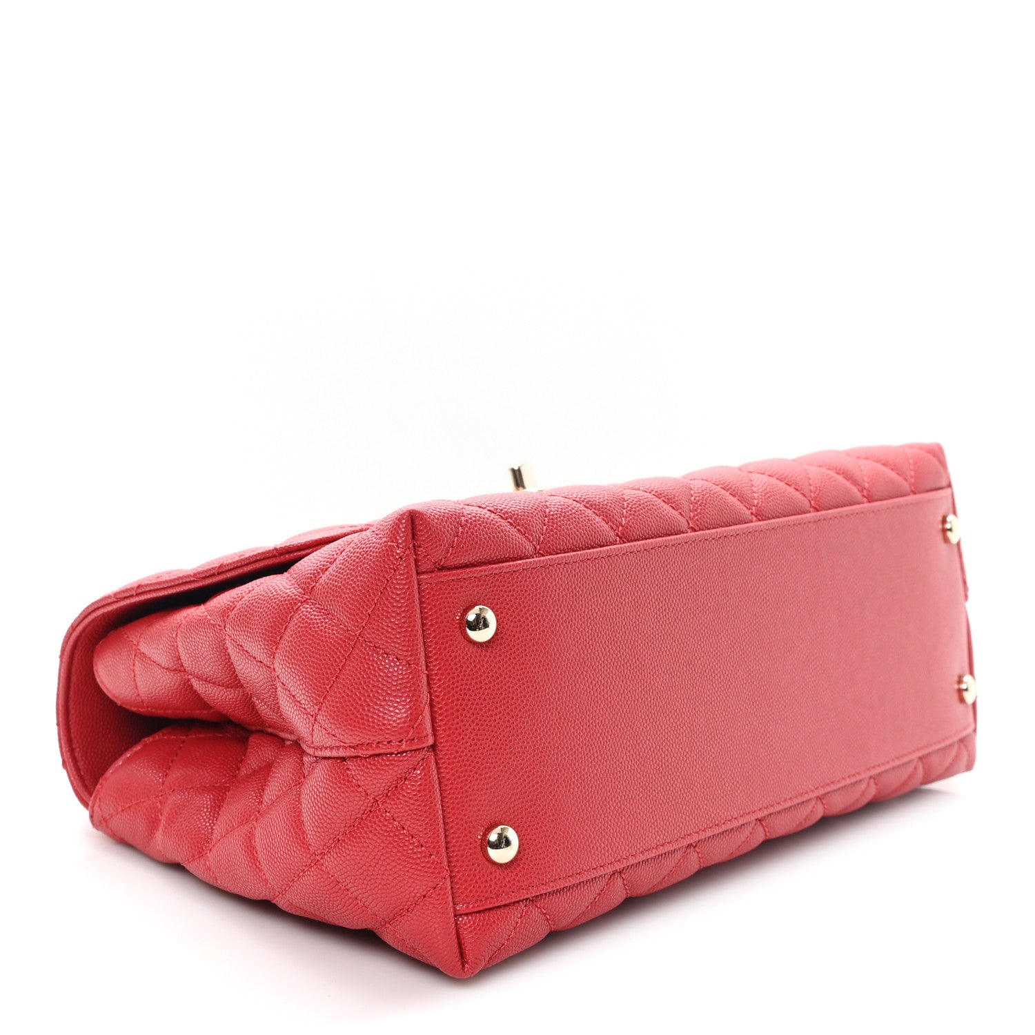 Caviar Quilted Lizard Embossed Small Coco Handle Flap Red
