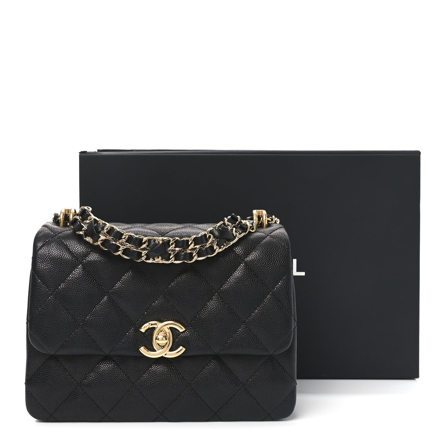 Caviar Quilted Mini Coco First Flap Black