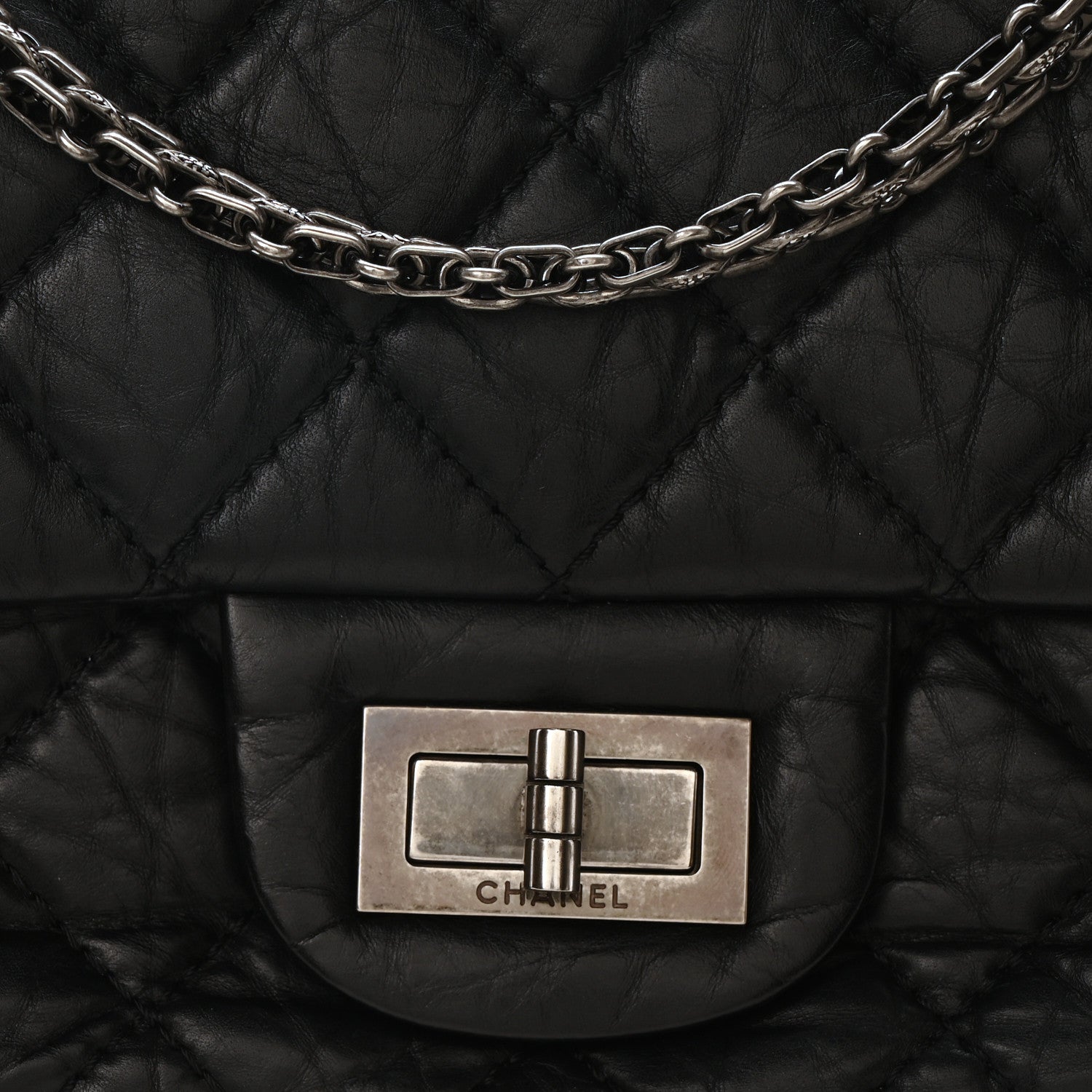 Aged Calfskin Quilted 2.55 Reissue 226 Flap Black