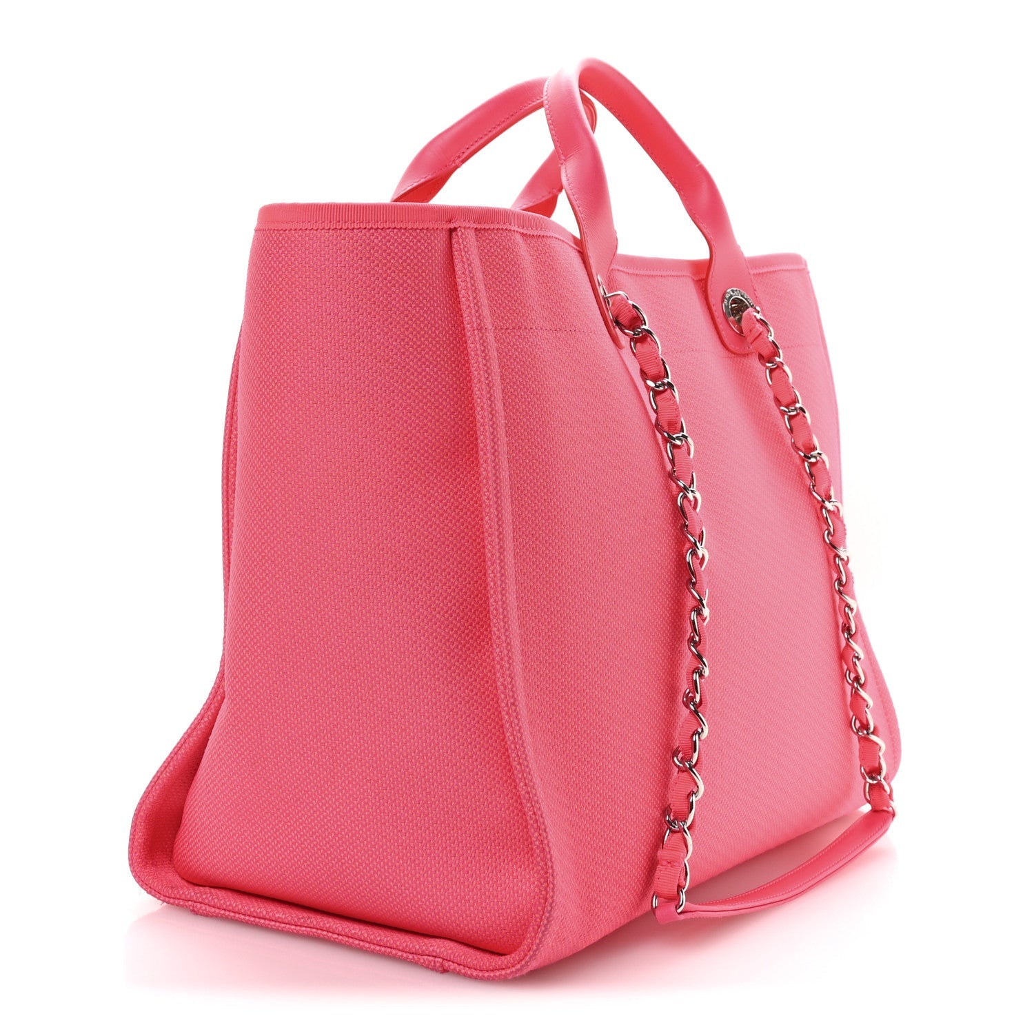 Mixed Fibers Calfskin Medium Deauville Tote Pink Orange