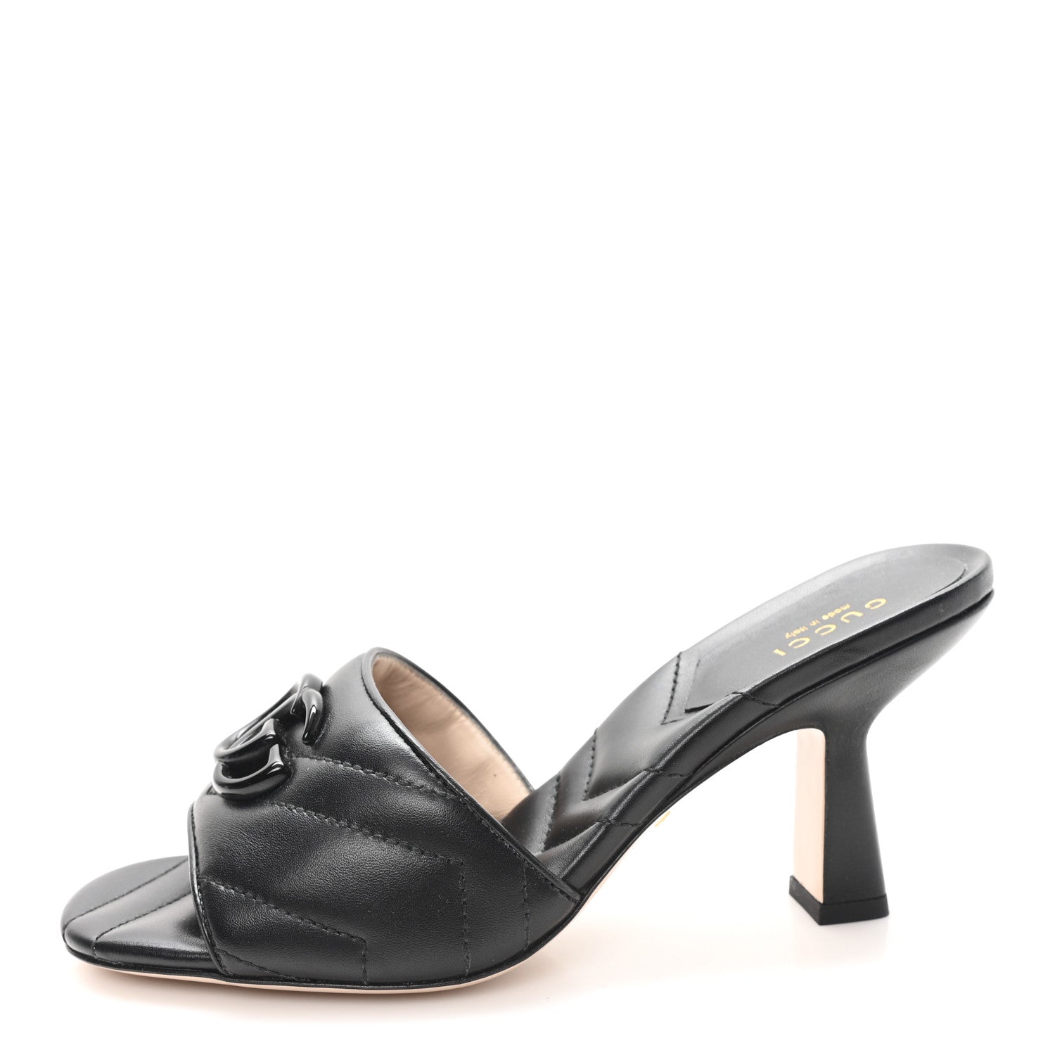 Nappa Matelasse Monochrome GG Marmont 75mm Slide Sandals 36 Black