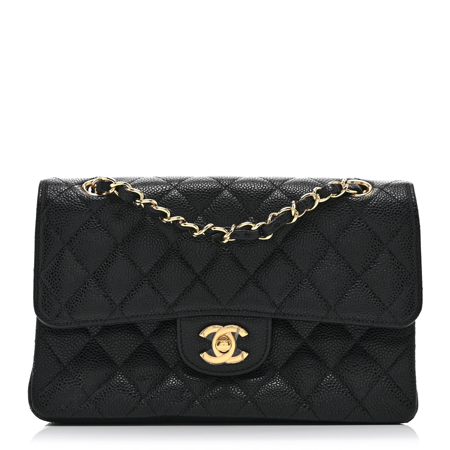 Caviar Quilted Small Double Flap Black