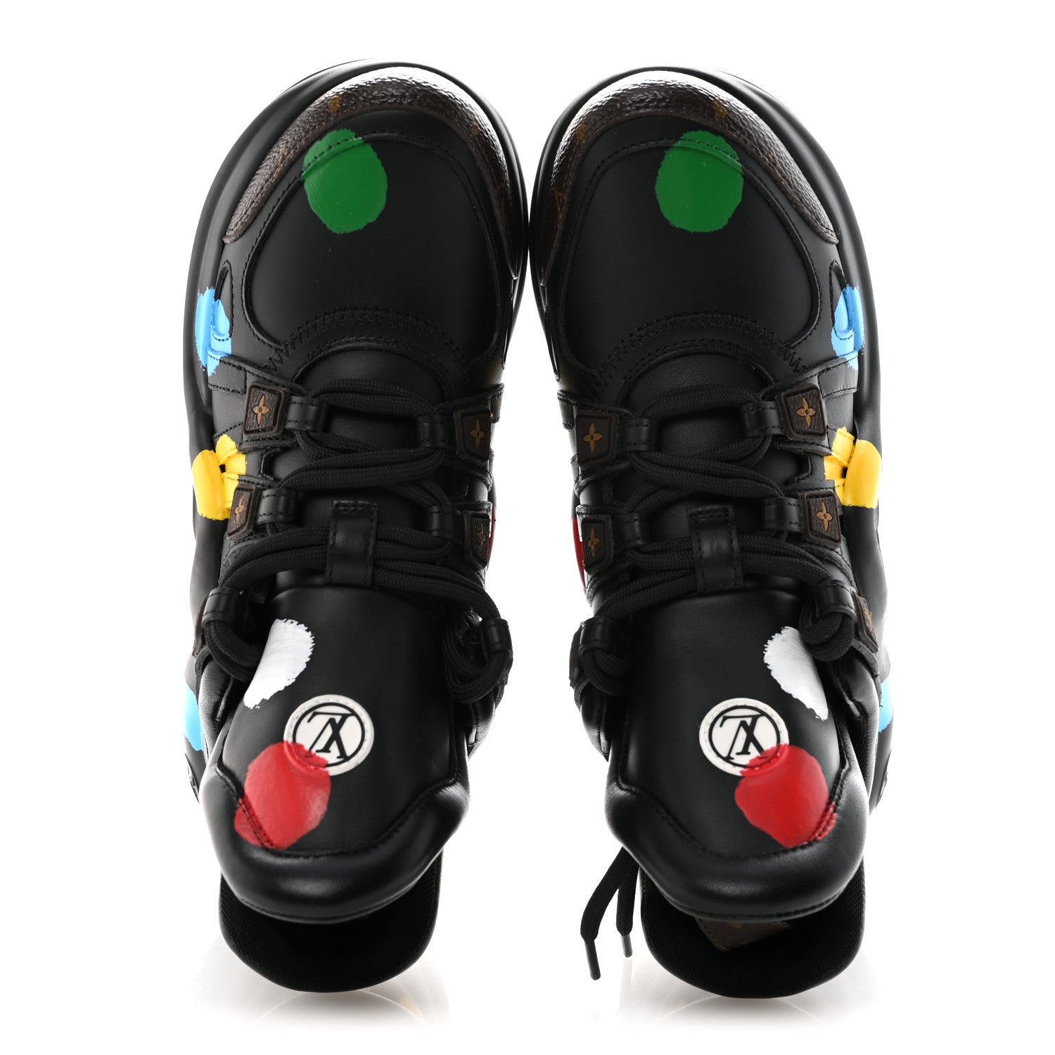 X YK Calfskin Patent Monogram Archlight Sneakers 37 Black
