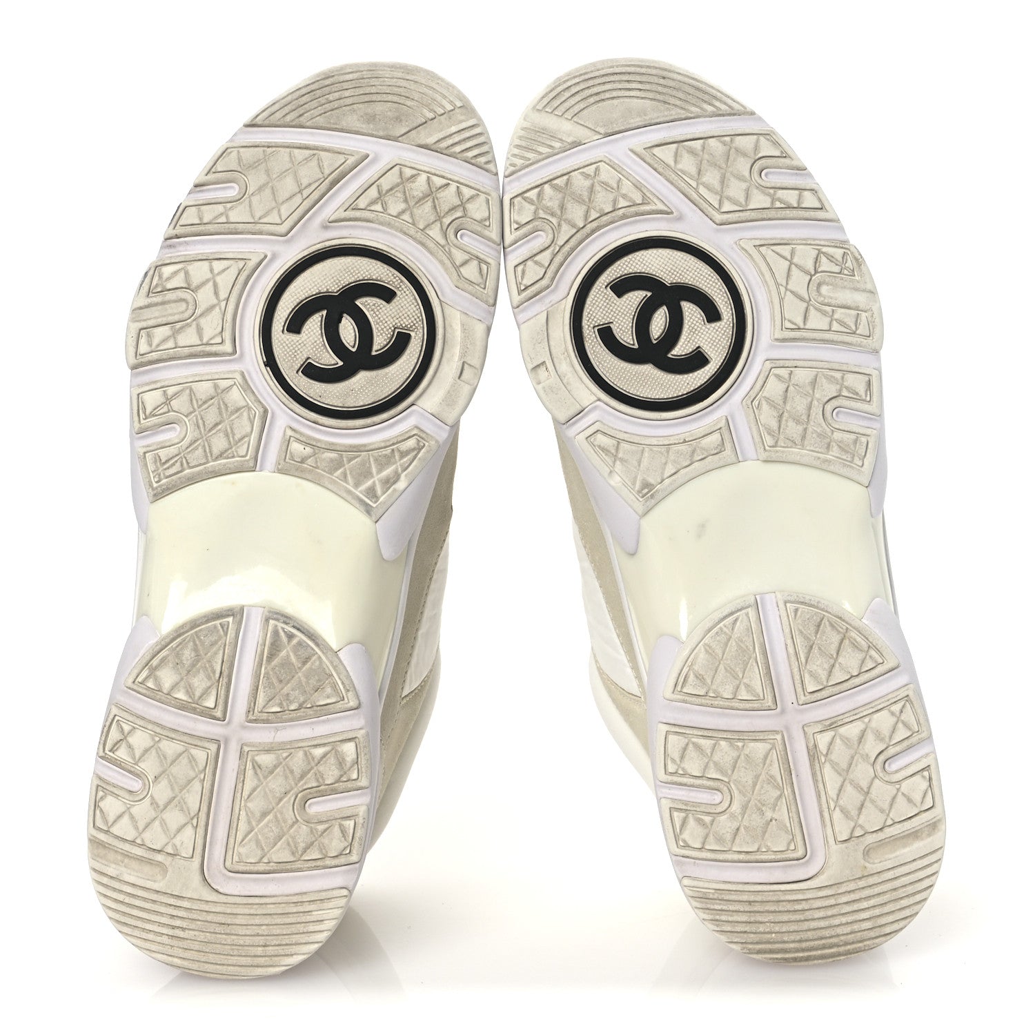 Suede Calfskin Fabric CC Sneakers 39.5 White
