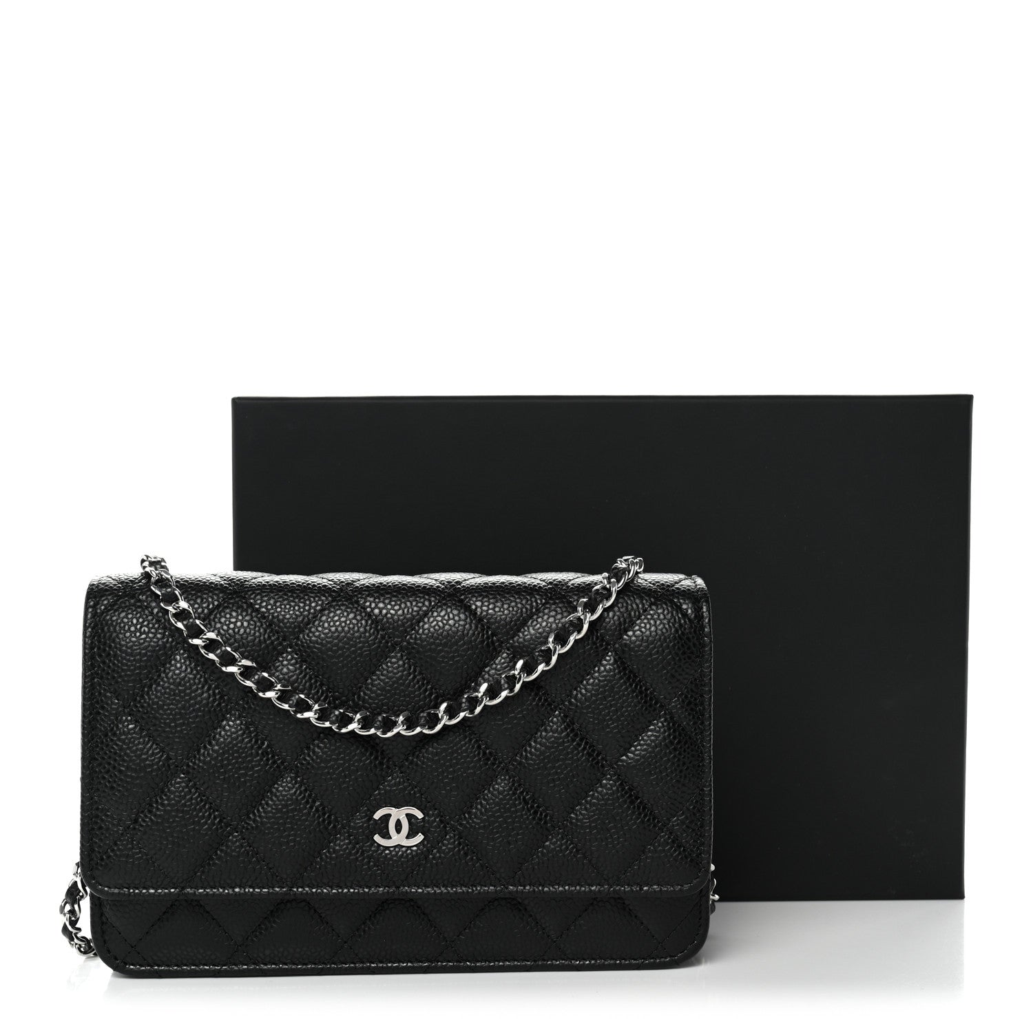 Caviar Quilted Wallet on Chain WOC Black