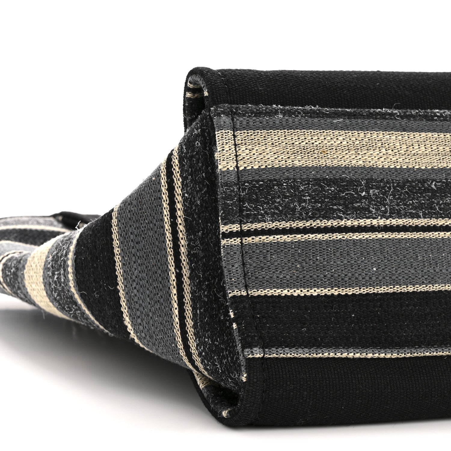 Striped Canvas Medium Deauville Tote Grey Black