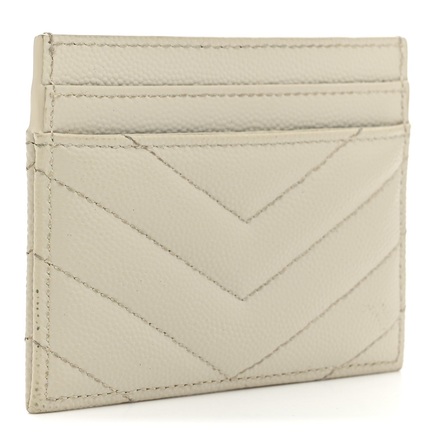 Grain De Poudre Matelasse Chevron Monogram Credit Card Case Crema Soft