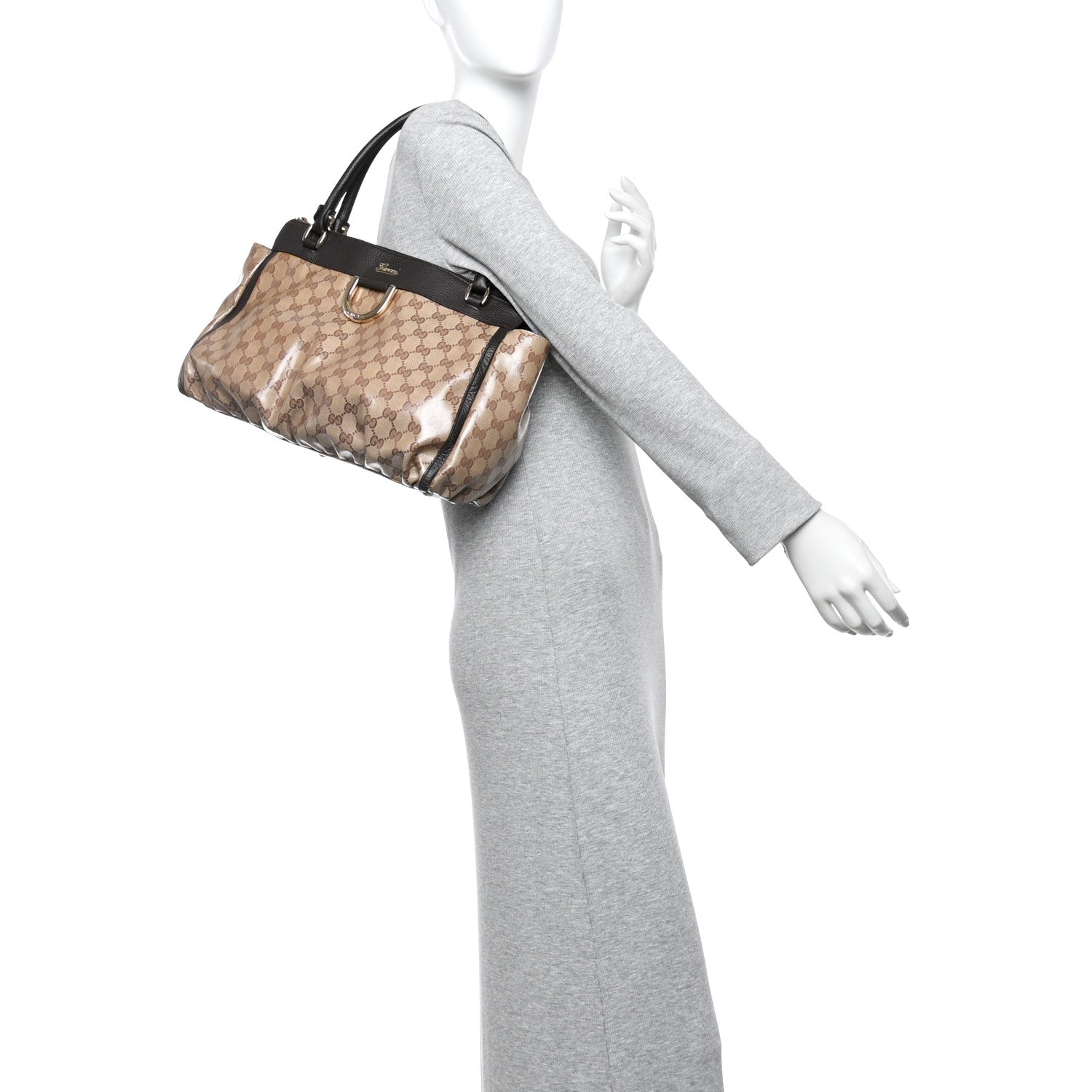 Crystal Monogram D Ring Tote Dark Brown