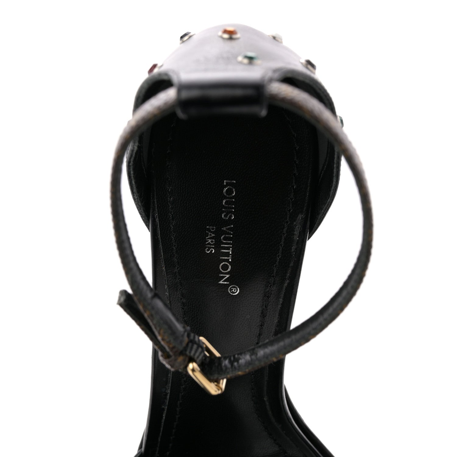Calfskin Studded Fame Platform Sandals 37 Black