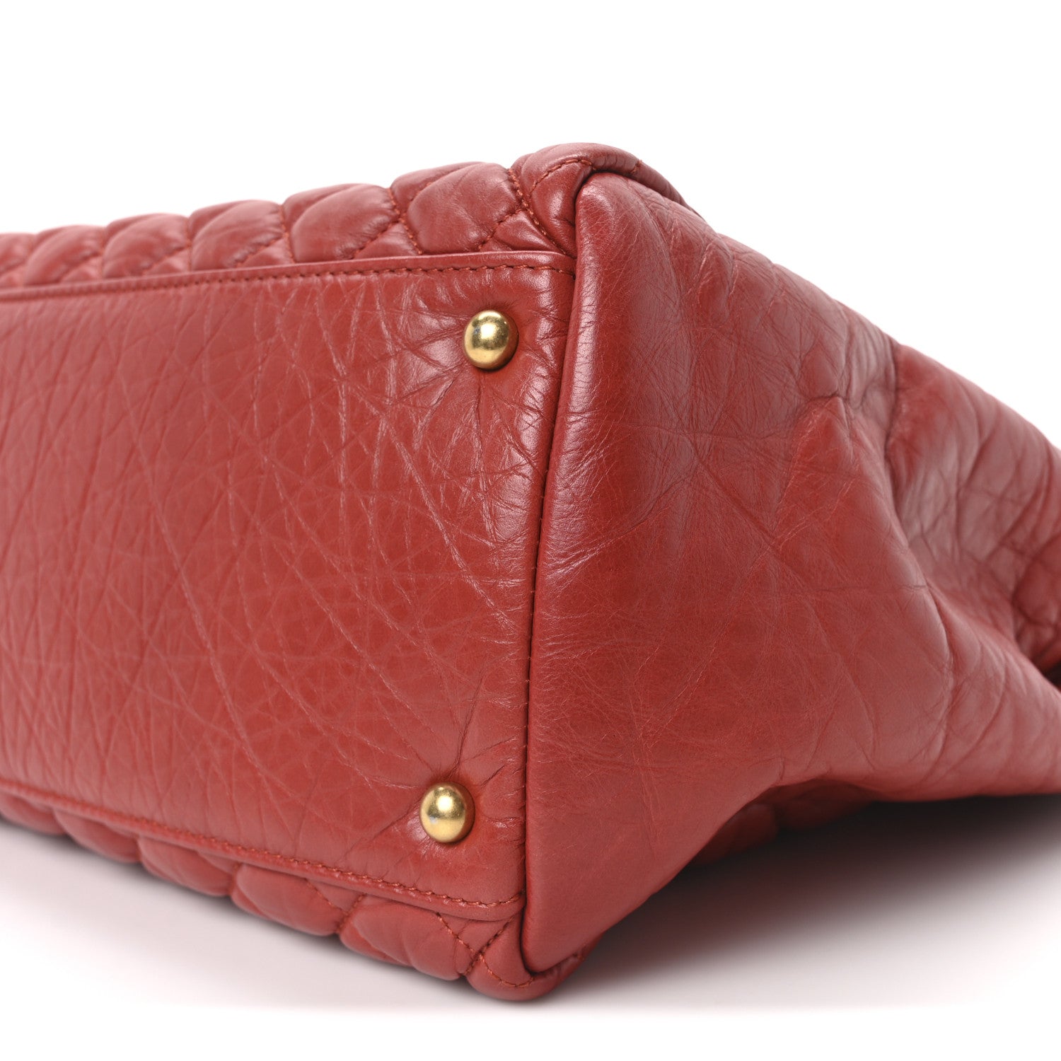 Lambskin Quilted Medium New Bubble North South Tote Red