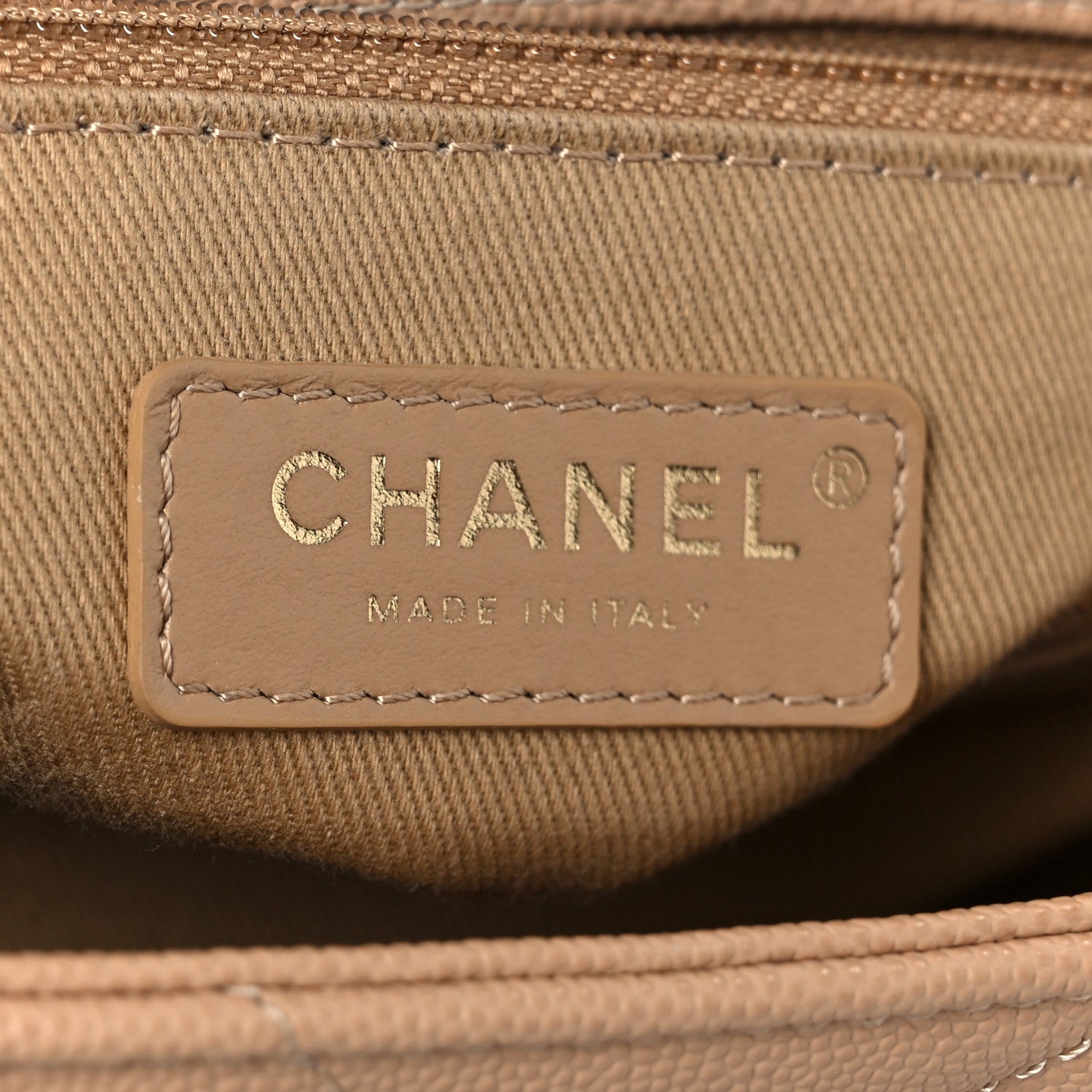 Caviar Chevron Quilted Small Coco Handle Flap Beige