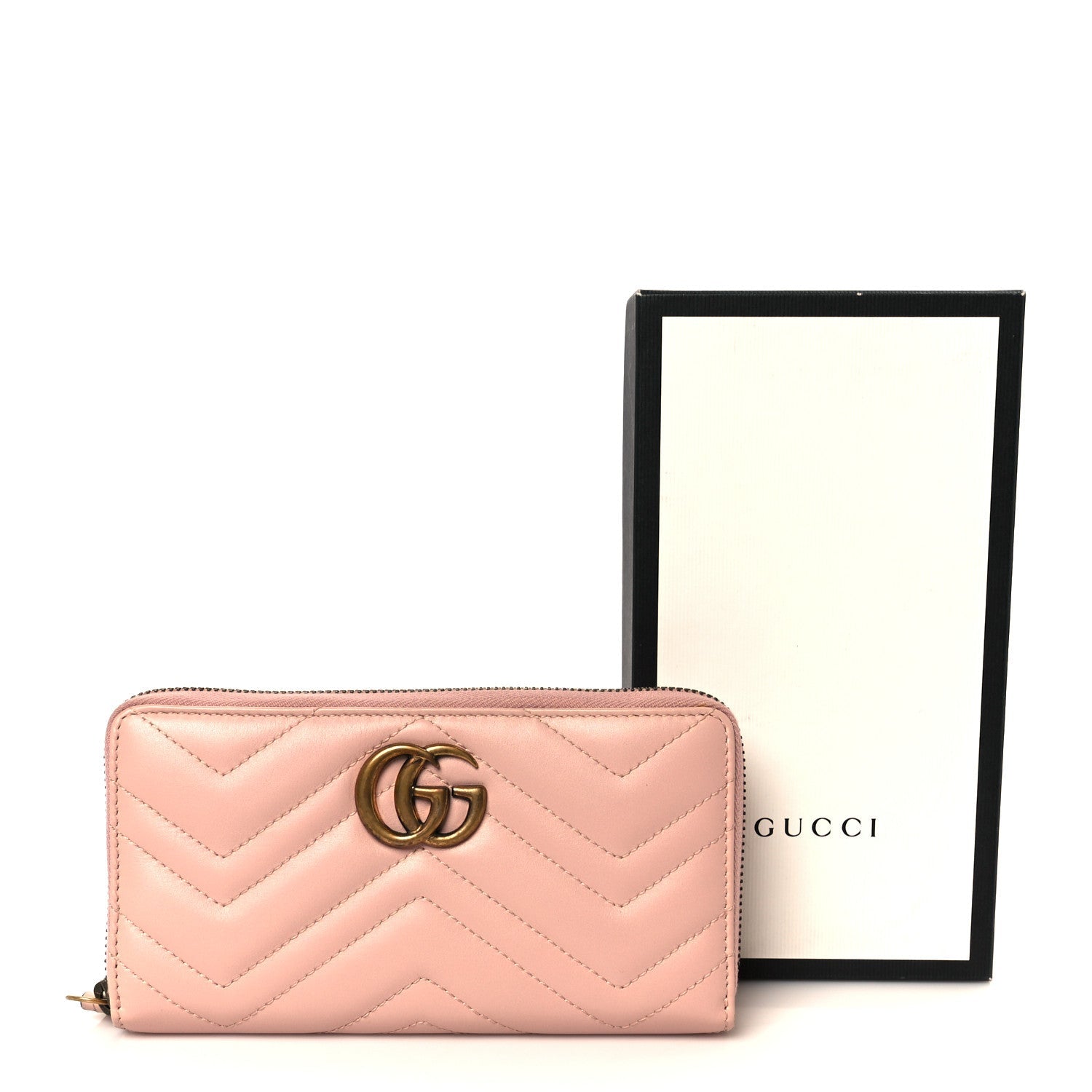 Calfskin Matelasse GG Marmont Zip Around Wallet Perfect Pink