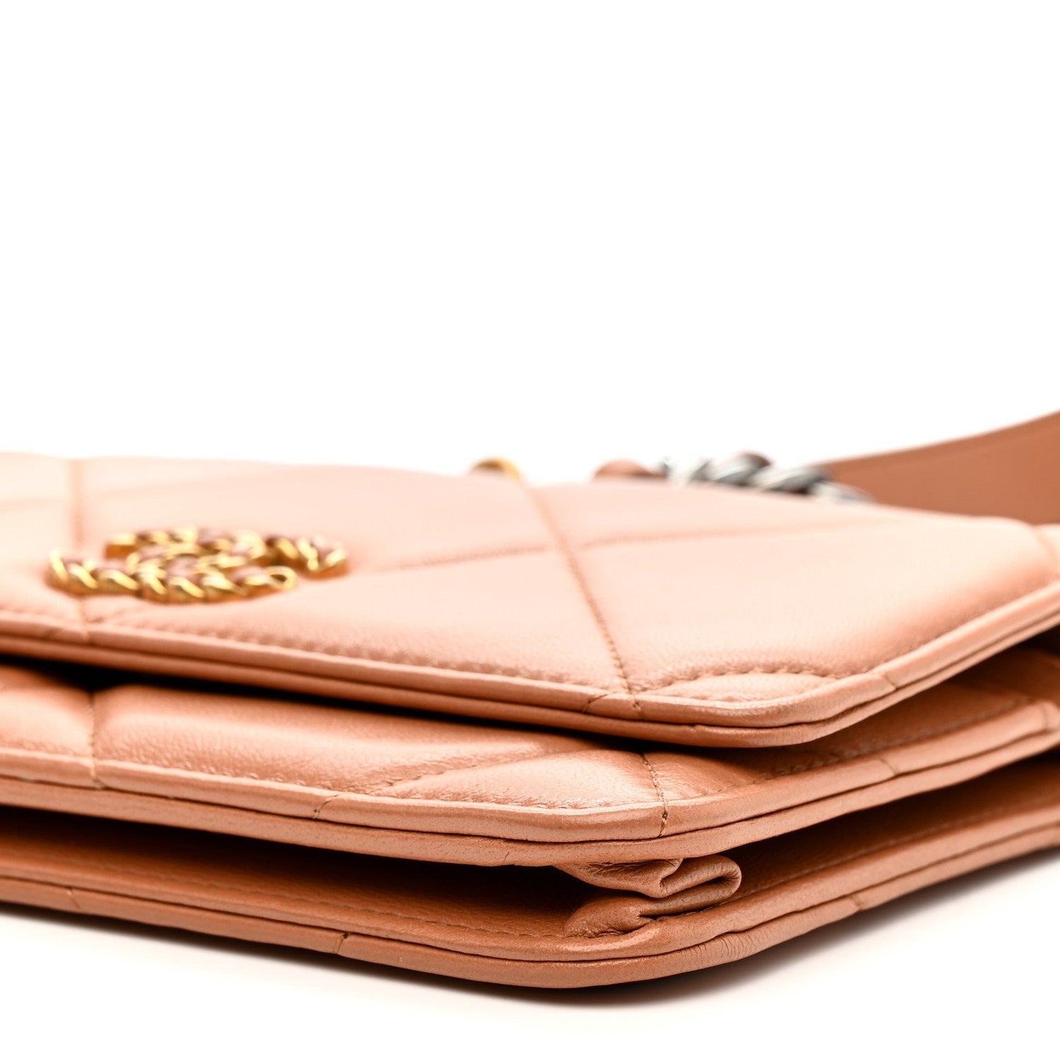Lambskin Quilted Chanel 19 Wallet On Chain WOC Brown