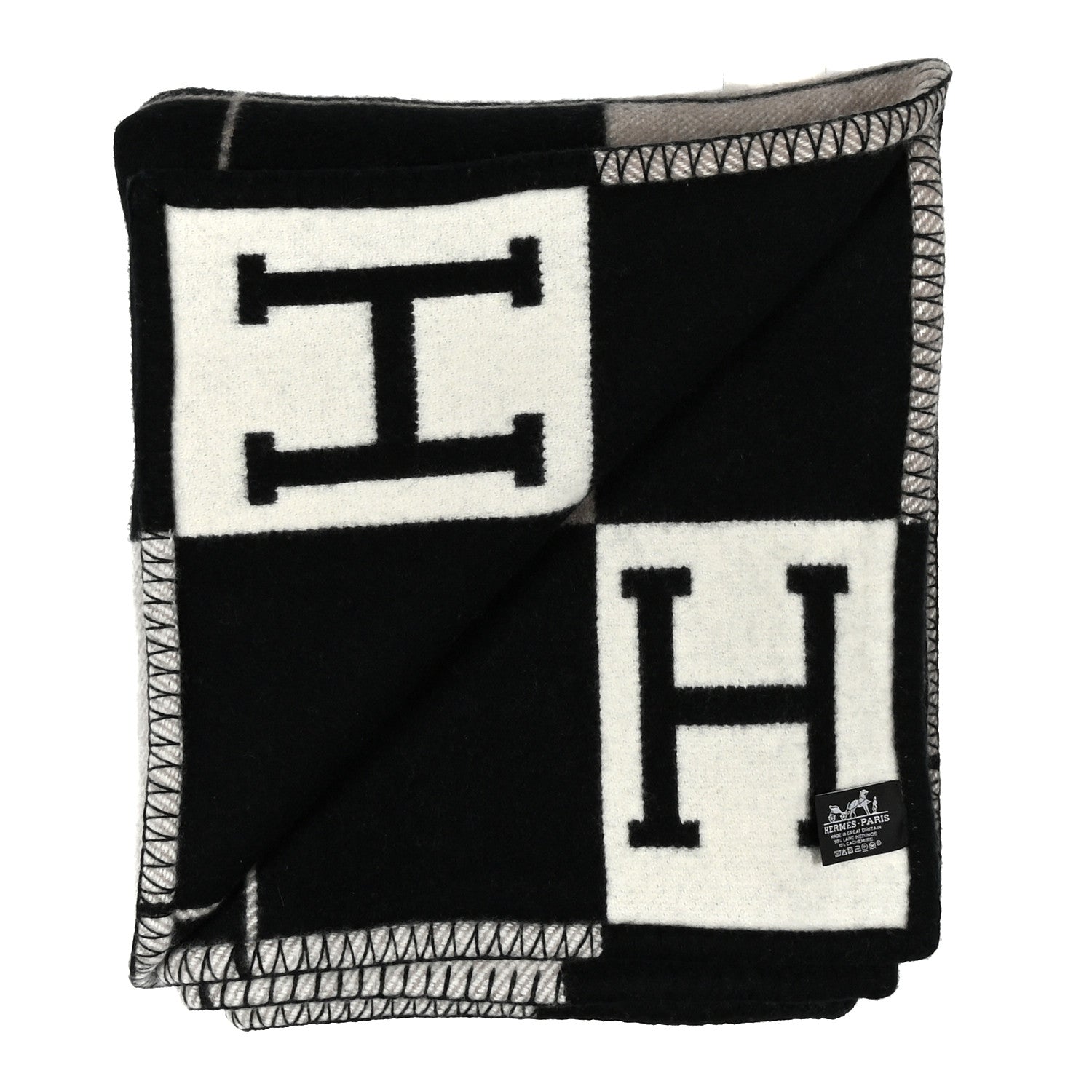 Wool Cashmere Avalon III Blanket Ecru Black