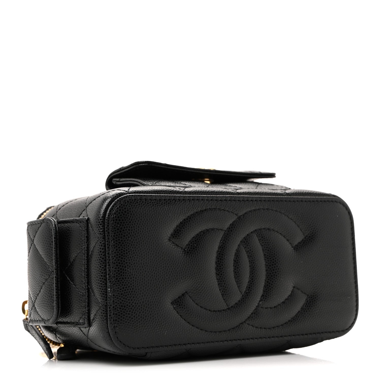 Caviar Quilted Polly Pocket East West Top Vanity With Chain Black