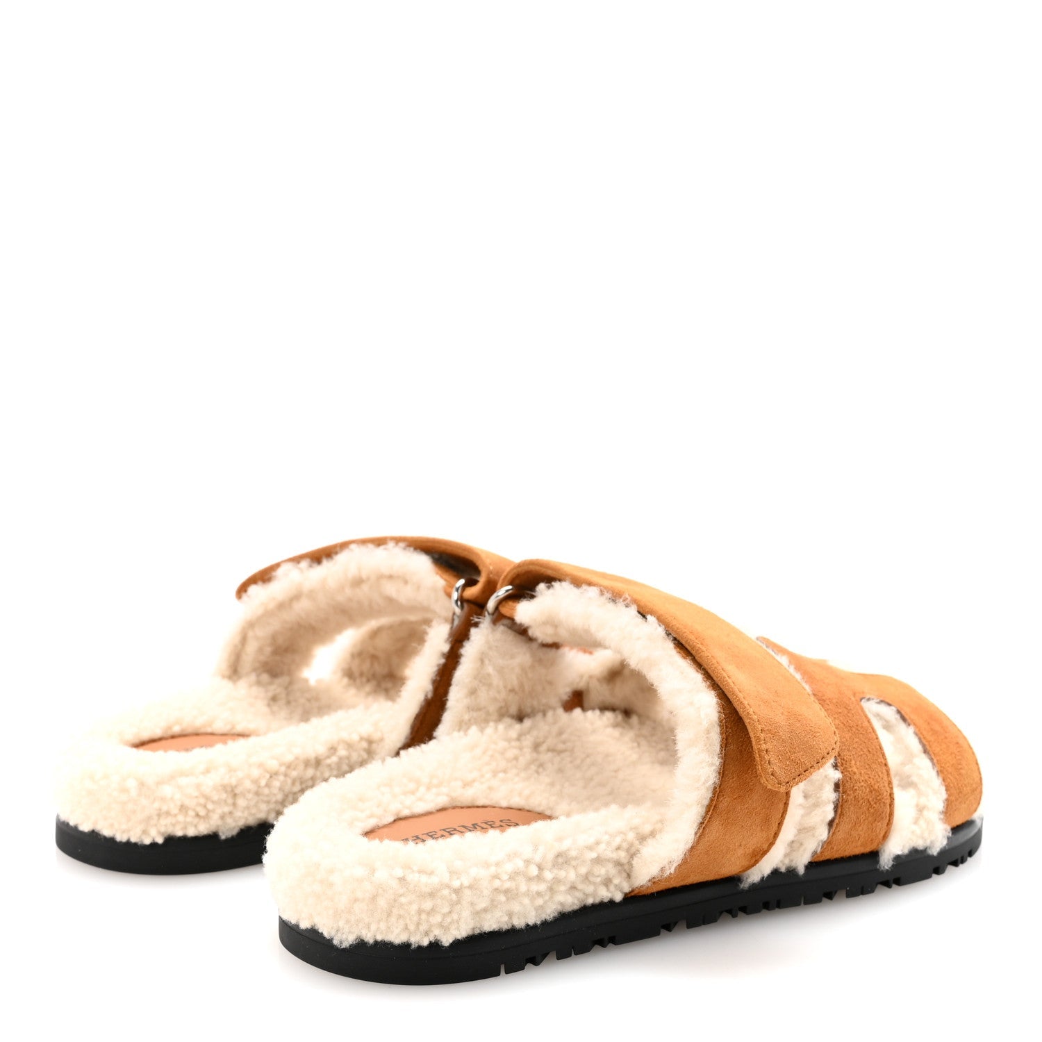 Suede Goatskin Woolskin Womens Chypre Sandals 36 Brun Fume Ecru