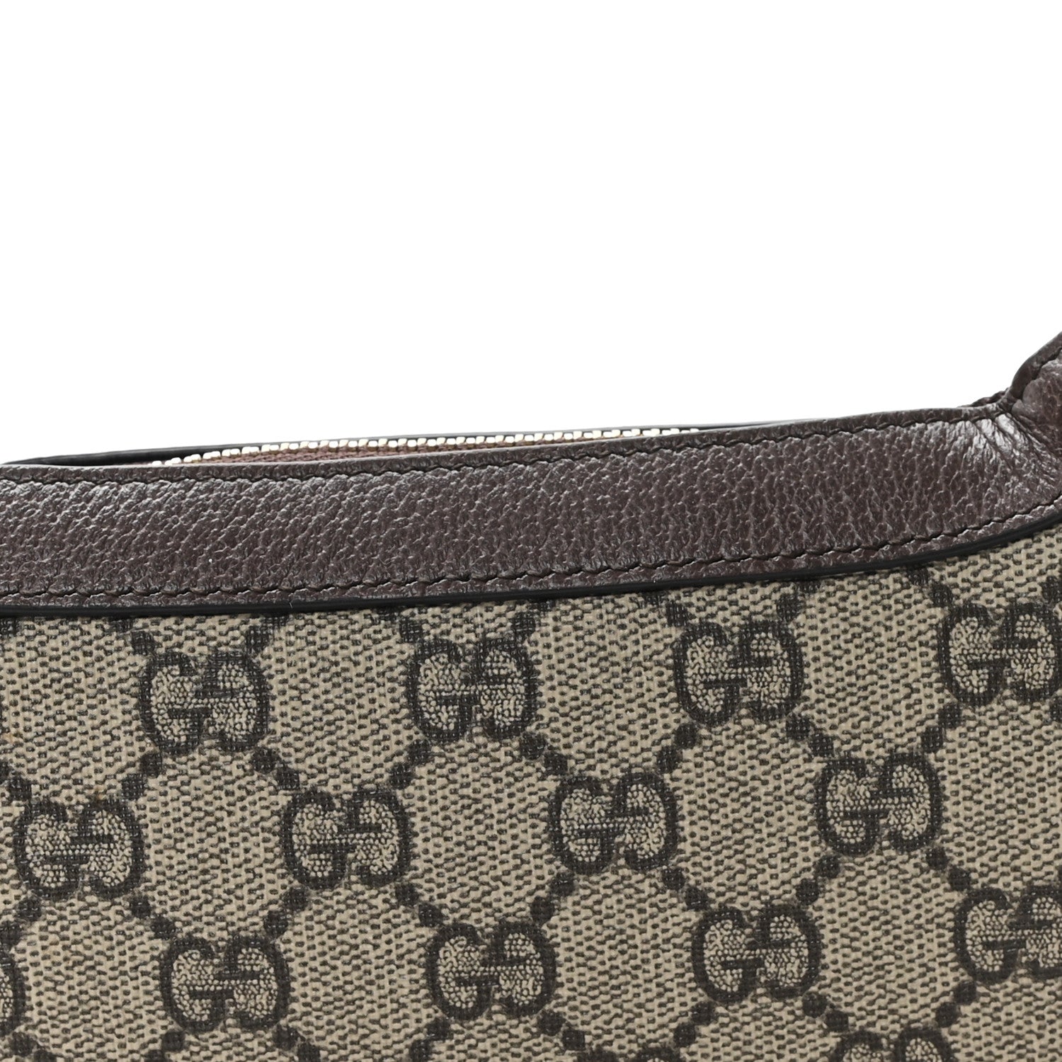 GG Supreme Monogram Textured Calfskin Web Mini Ophidia Half Moon Hobo Beige Ebony New Acero