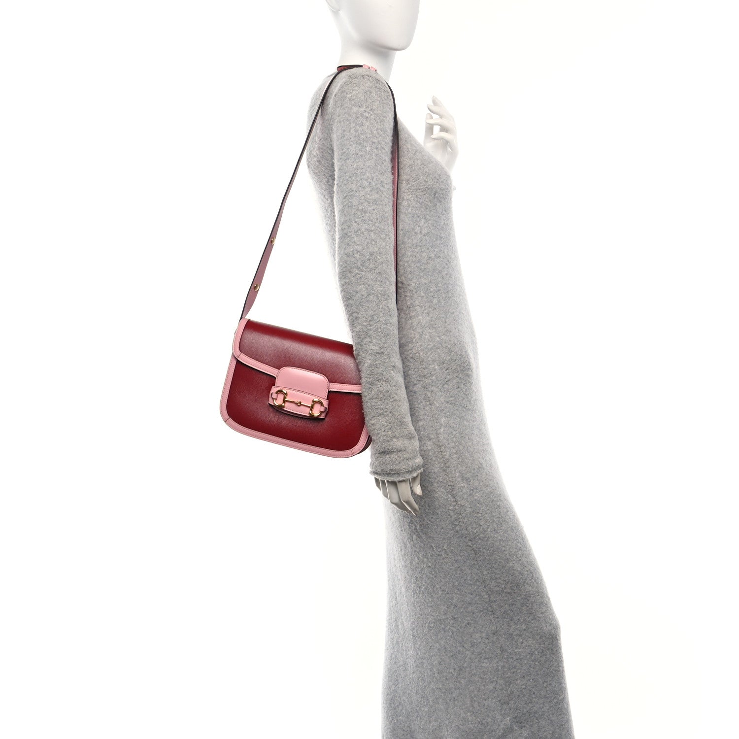 Azalea Calfskin Horsebit 1955 Shoulder Bag New Cherry Red Wild Rose