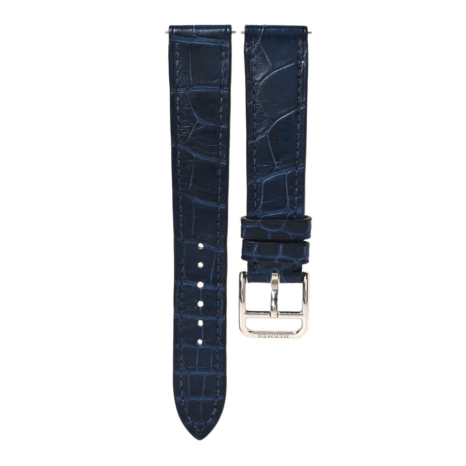 Matte Alligator 25mm Heure H Hour Watch Strap Bleu Marine