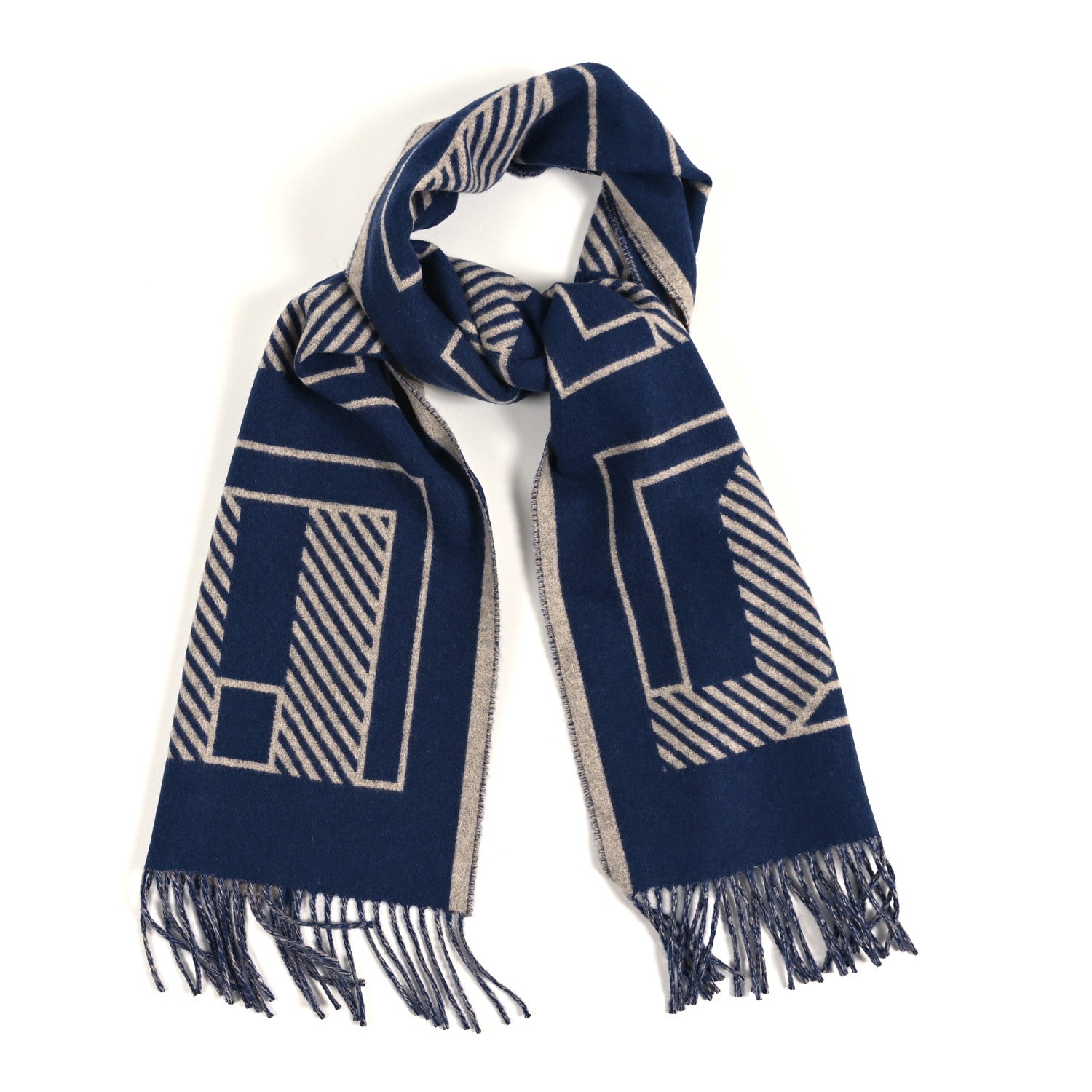Cashmere Casaque Lettres Au Carre Scarf Encre Beige Chine