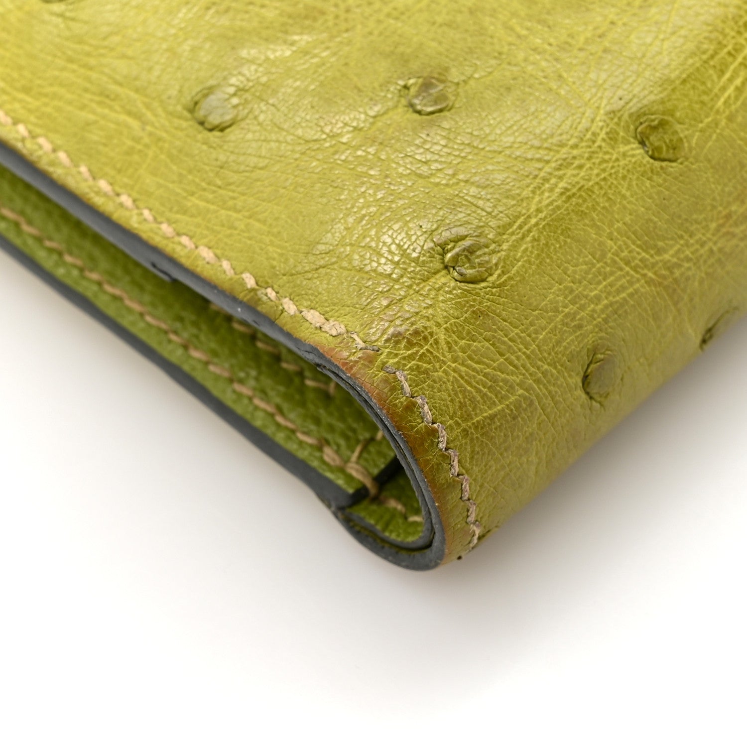 Ostrich Bearn Compact Wallet Vert Anis