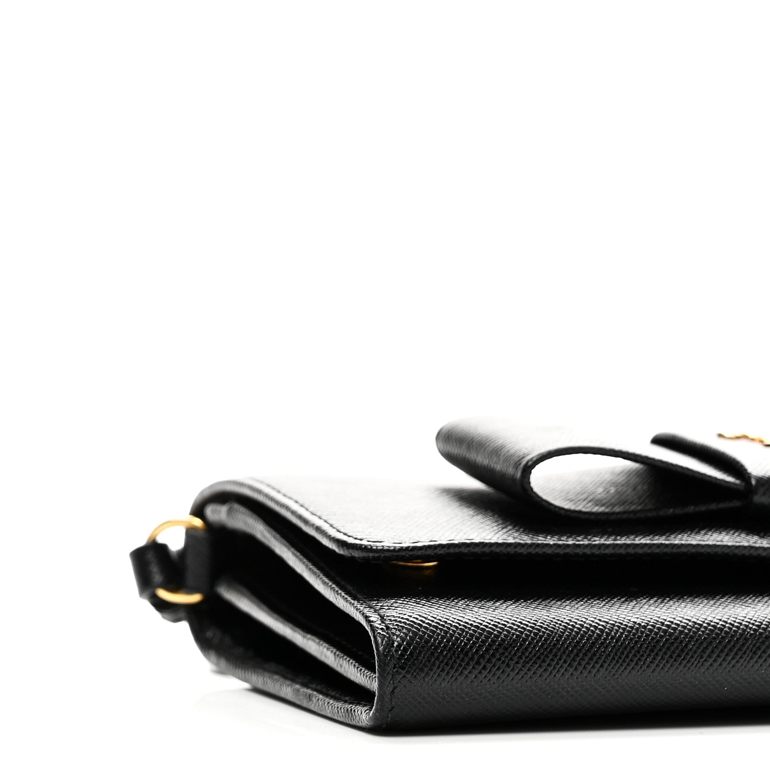 Saffiano Bow Flap Wallet Black