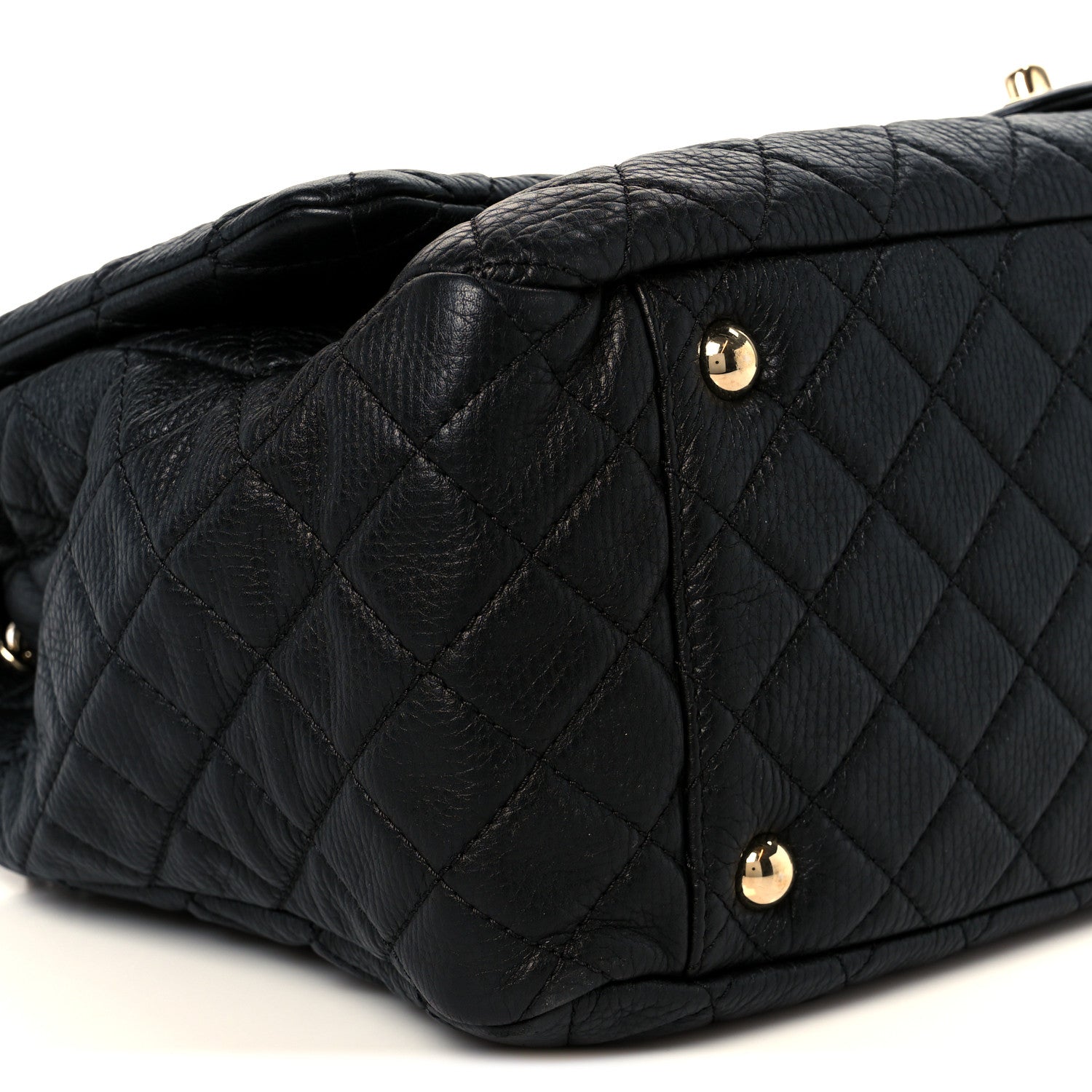 Calfskin Quilted XXL Travel Flap Bag Black