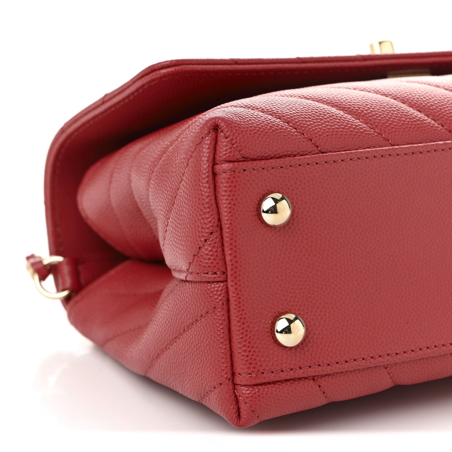 Caviar Chevron Quilted Mini Coco Handle Flap Red