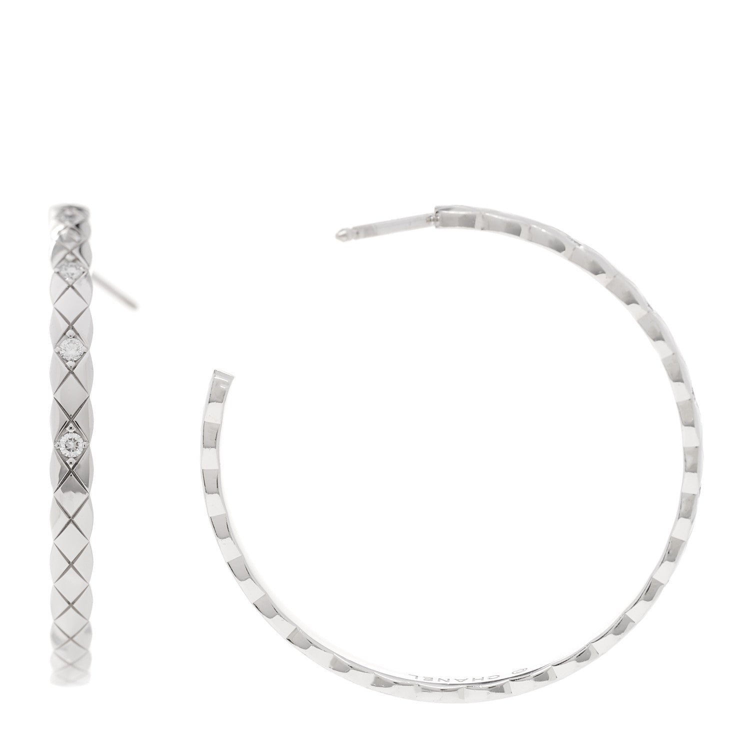 18K White Gold Diamond Coco Crush Hoop Earrings