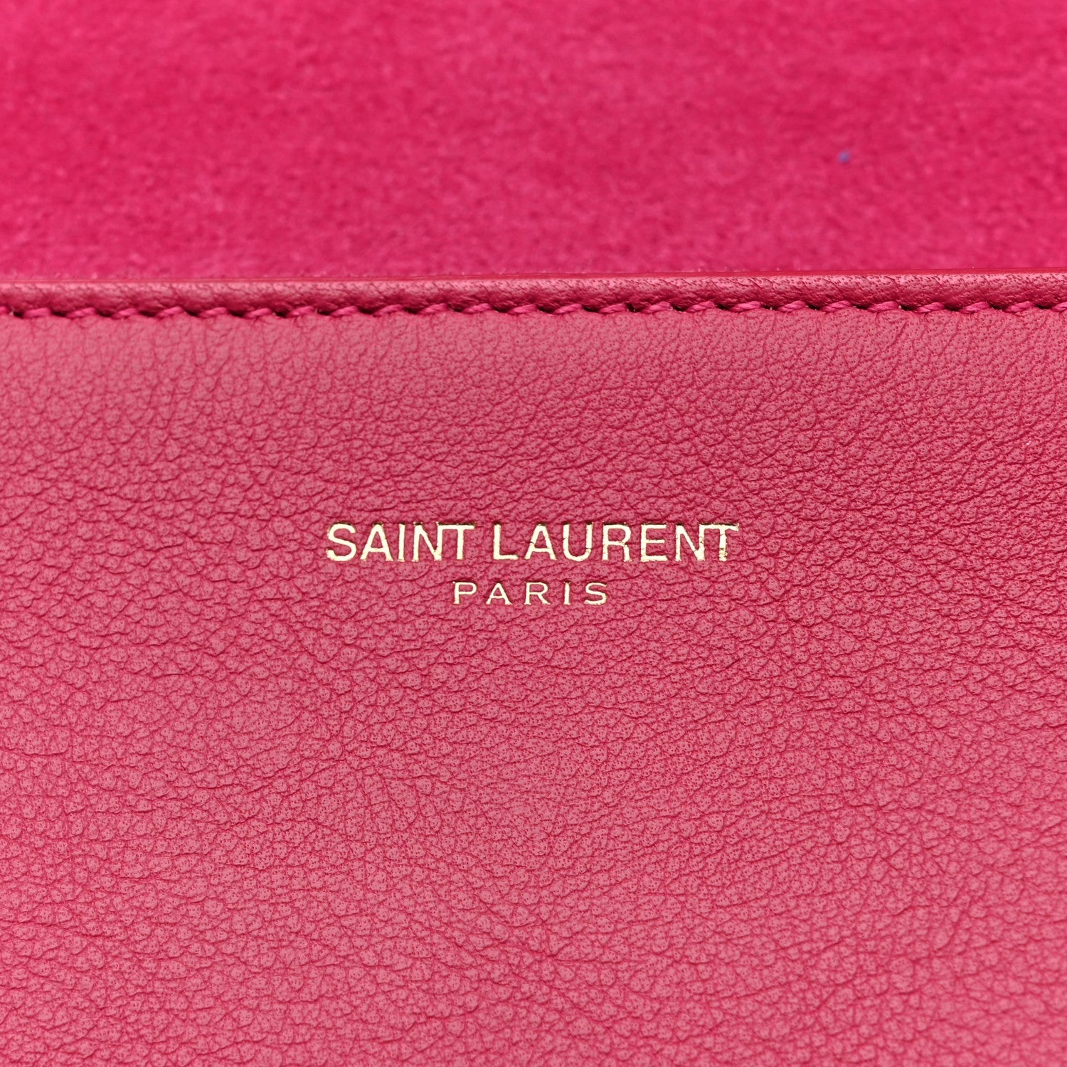 Calfskin Classic Y Ligne Clutch Fuchsia